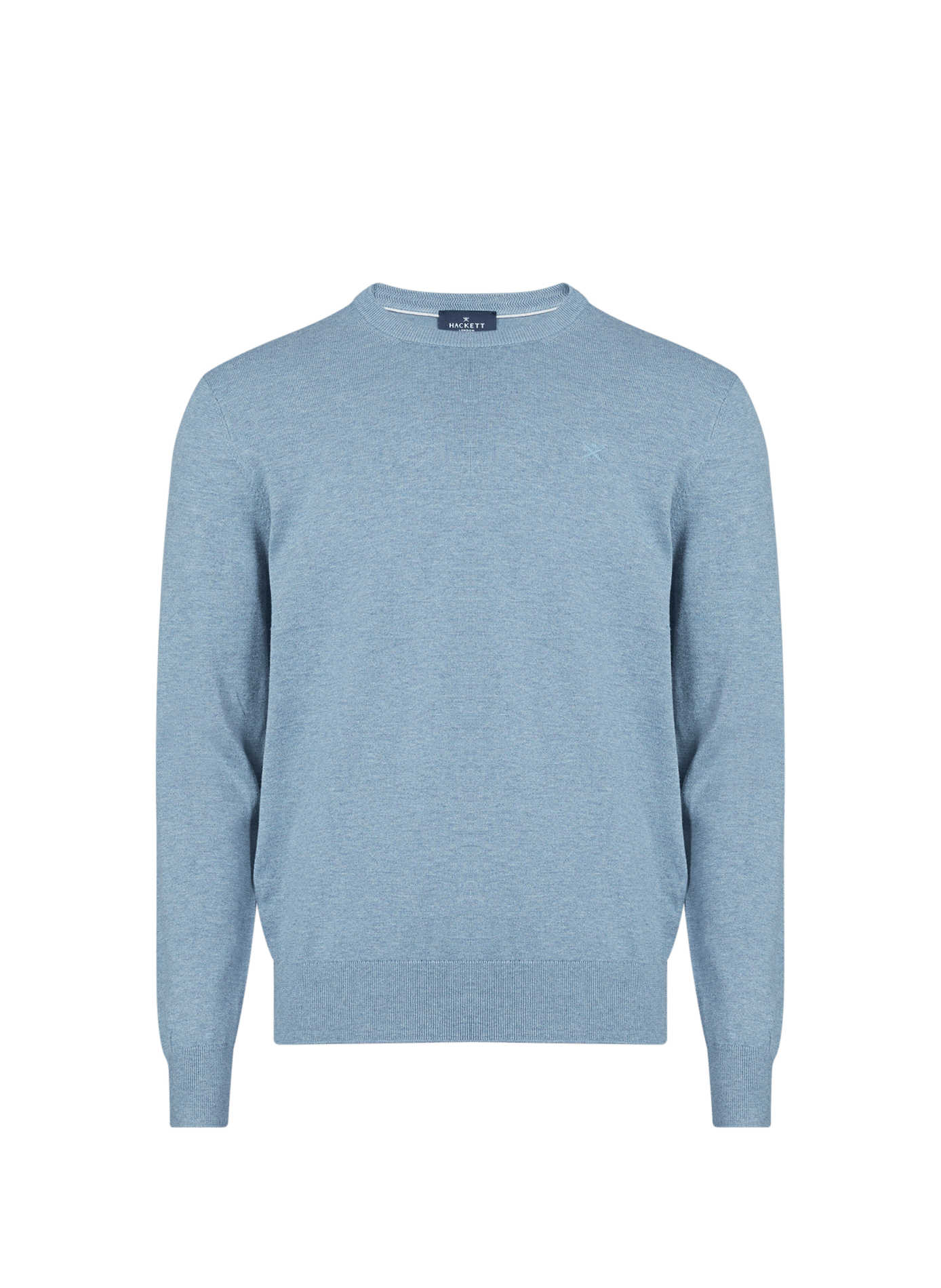 Pull col rond en coton et soie HACKETT Bleu
