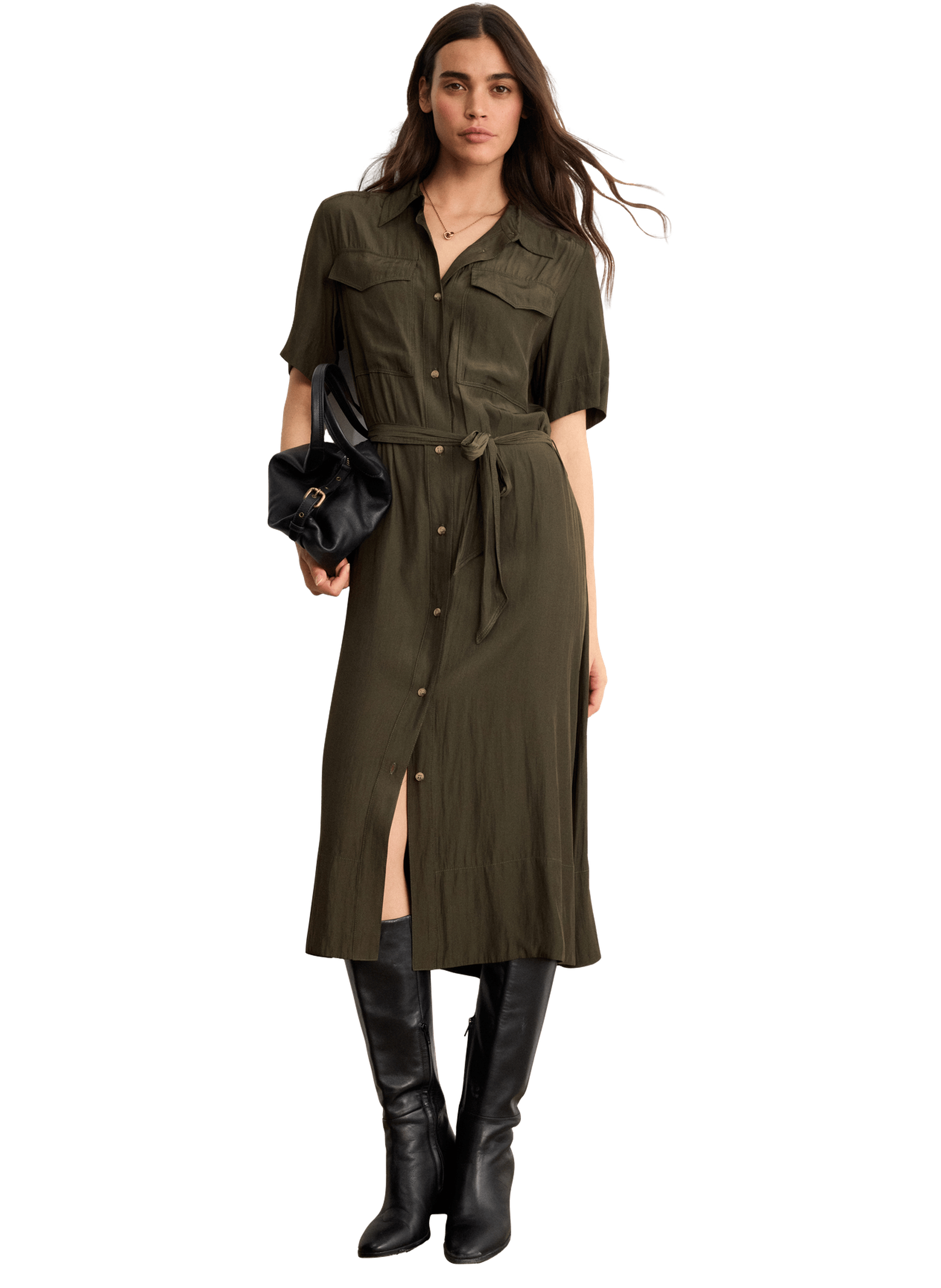 Robe chemise fluide - amanda PABLO Marron