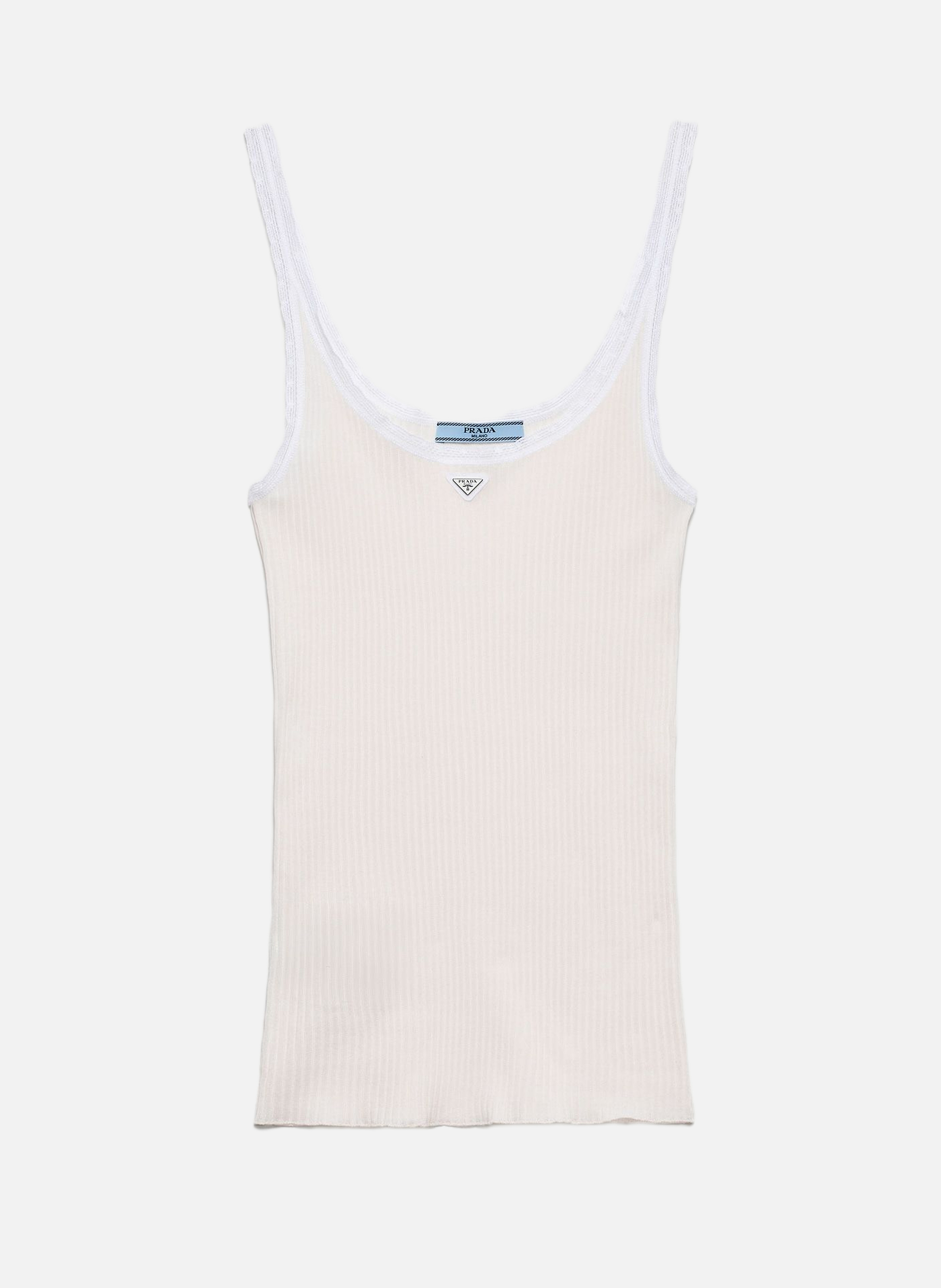 Haut en coton côtelé PRADA Blanc