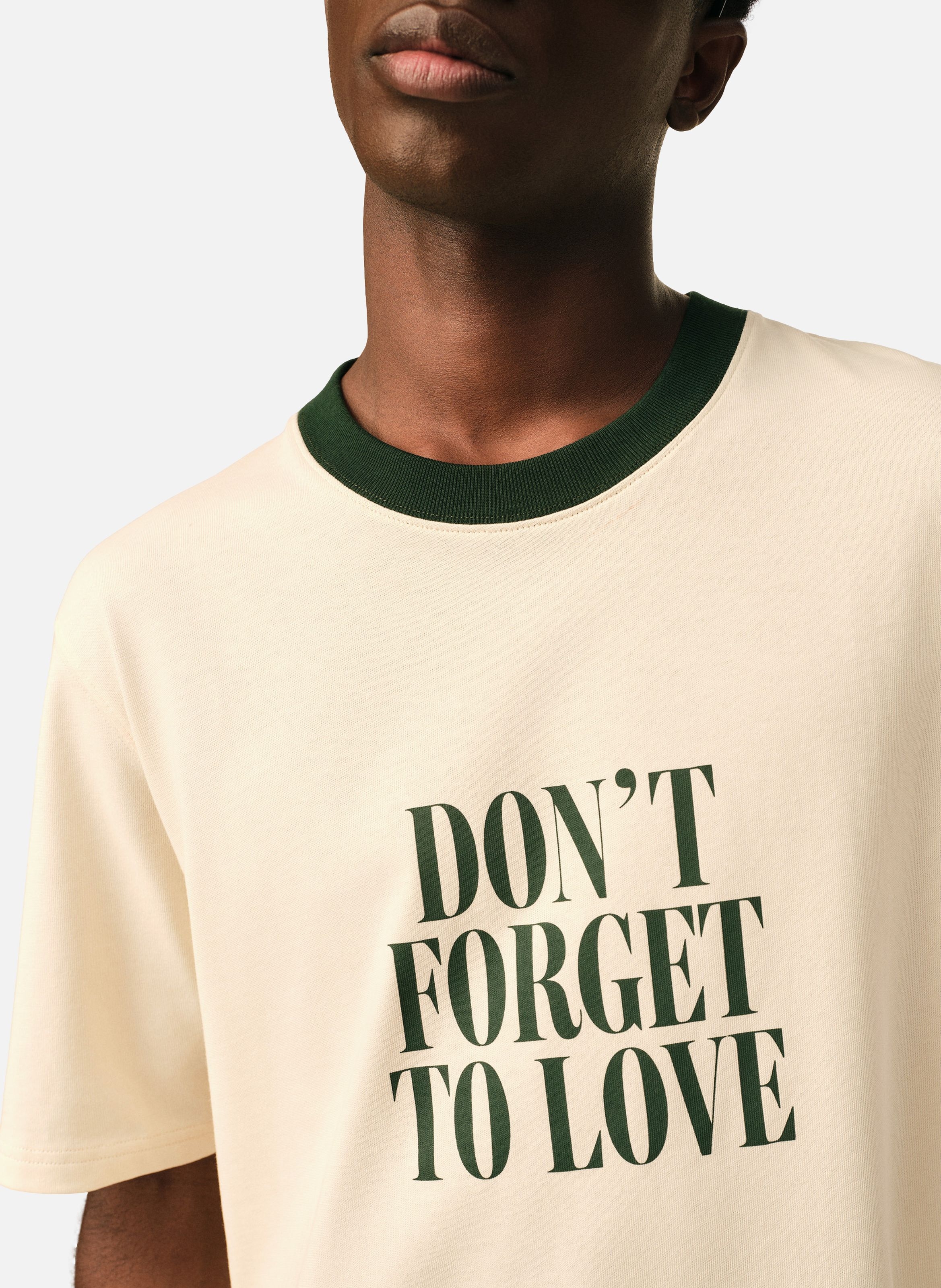 T-shirt imprimé unisexe en coton "don't forget to love" AMI PARIS Blanc