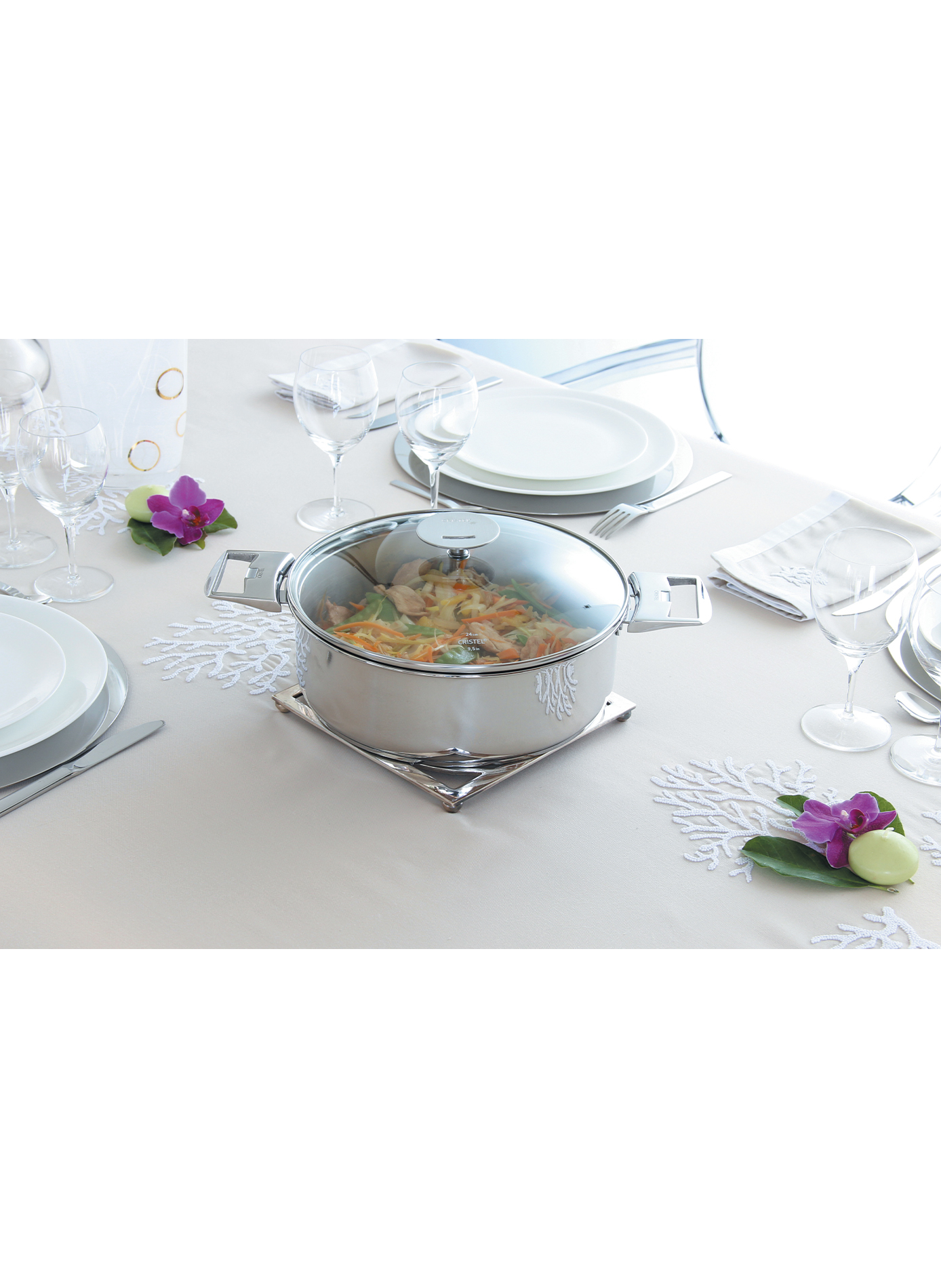 Couvercle en verre bombé Platine CRISTEL Transparent
