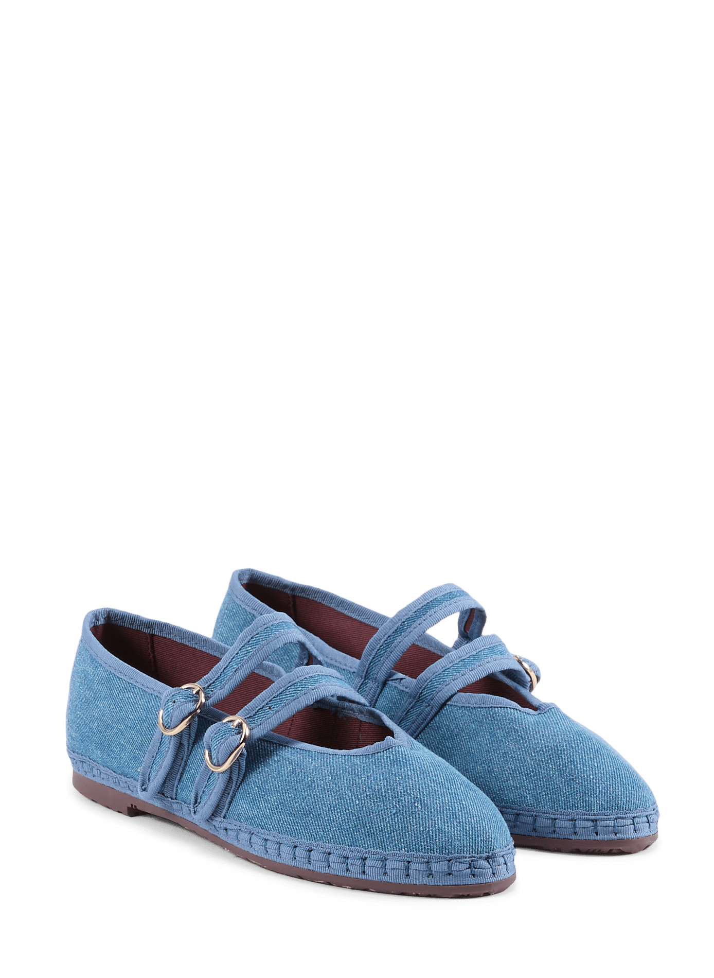 Ballerines Claire double bride en coton mélangé FLABELUS Bleu