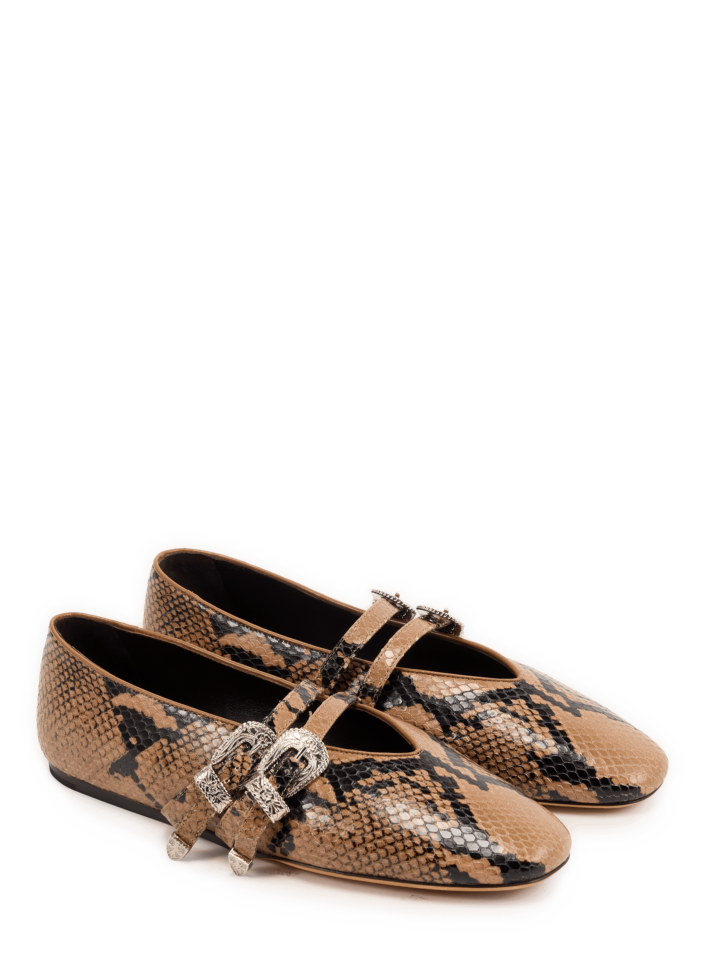 Claudia leather snake-effect ankle strap ballerina flats | Multicolour LE MONDE BÉRYL Women