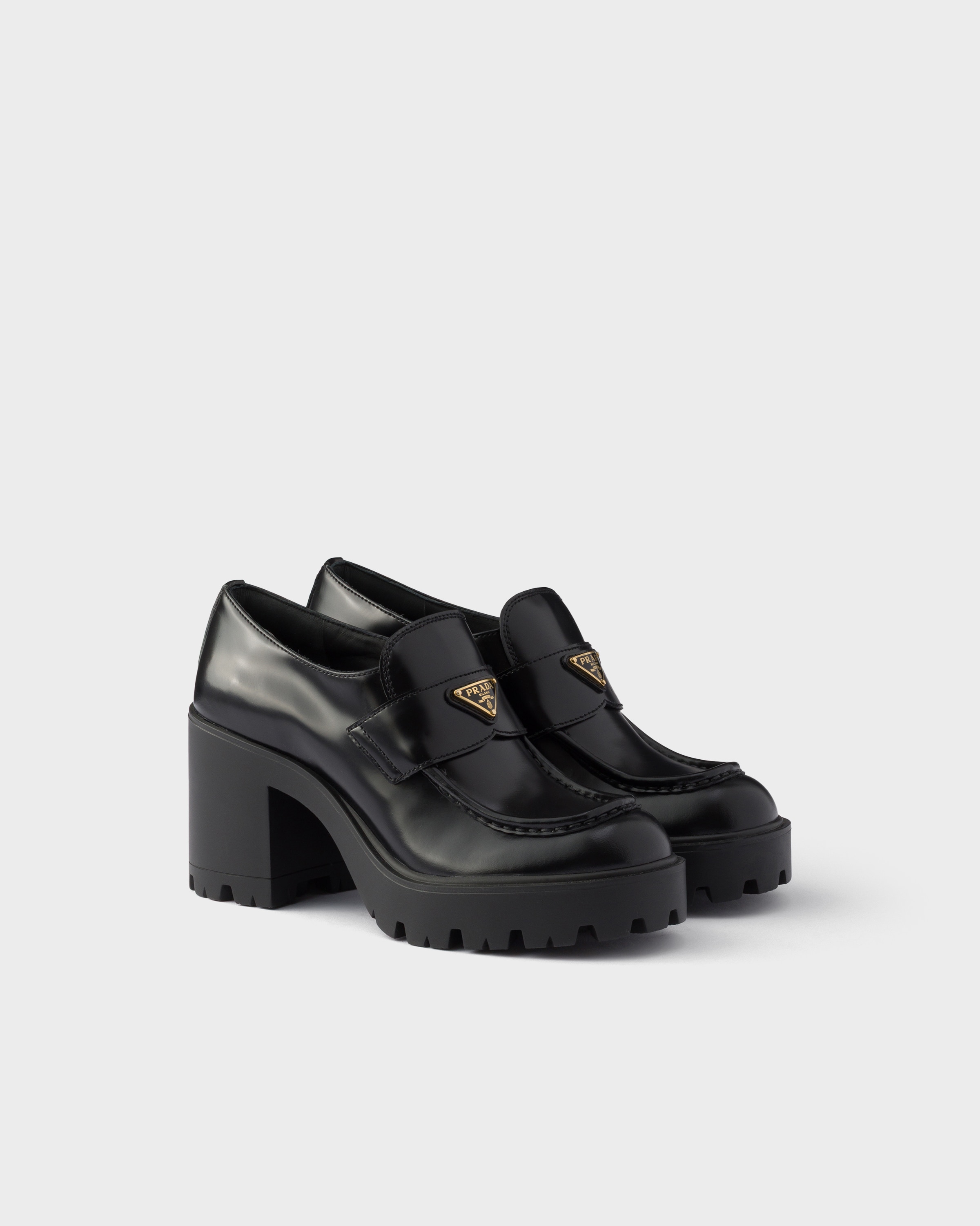 Mocassins en cuir brossé PRADA Noir