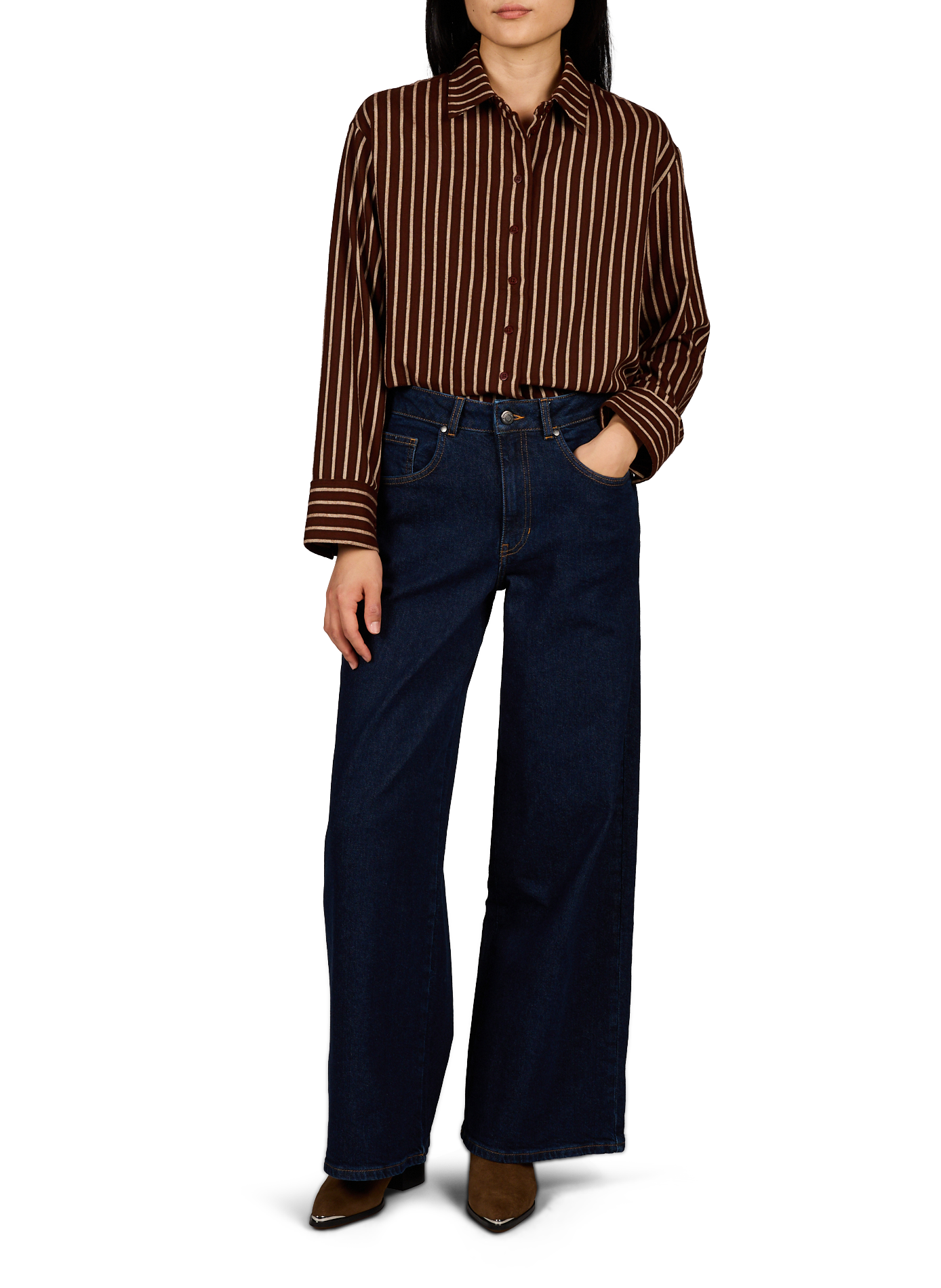 Jean Hedda in Large High Waist in Mixed Cotton THINKING MU Blau