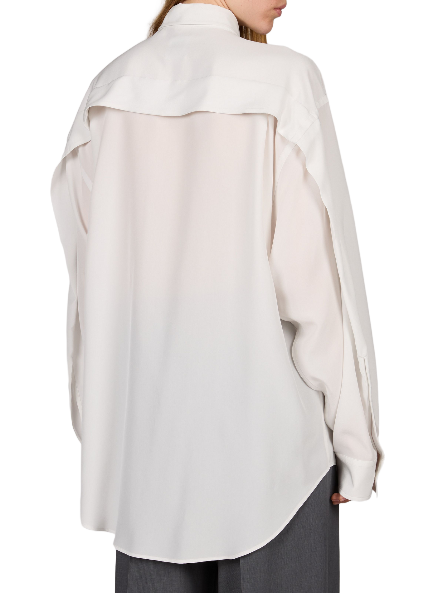 Chemise Amari à boutonnière dissimulée en soie CALVIN KLEIN COLLECTION Blanc