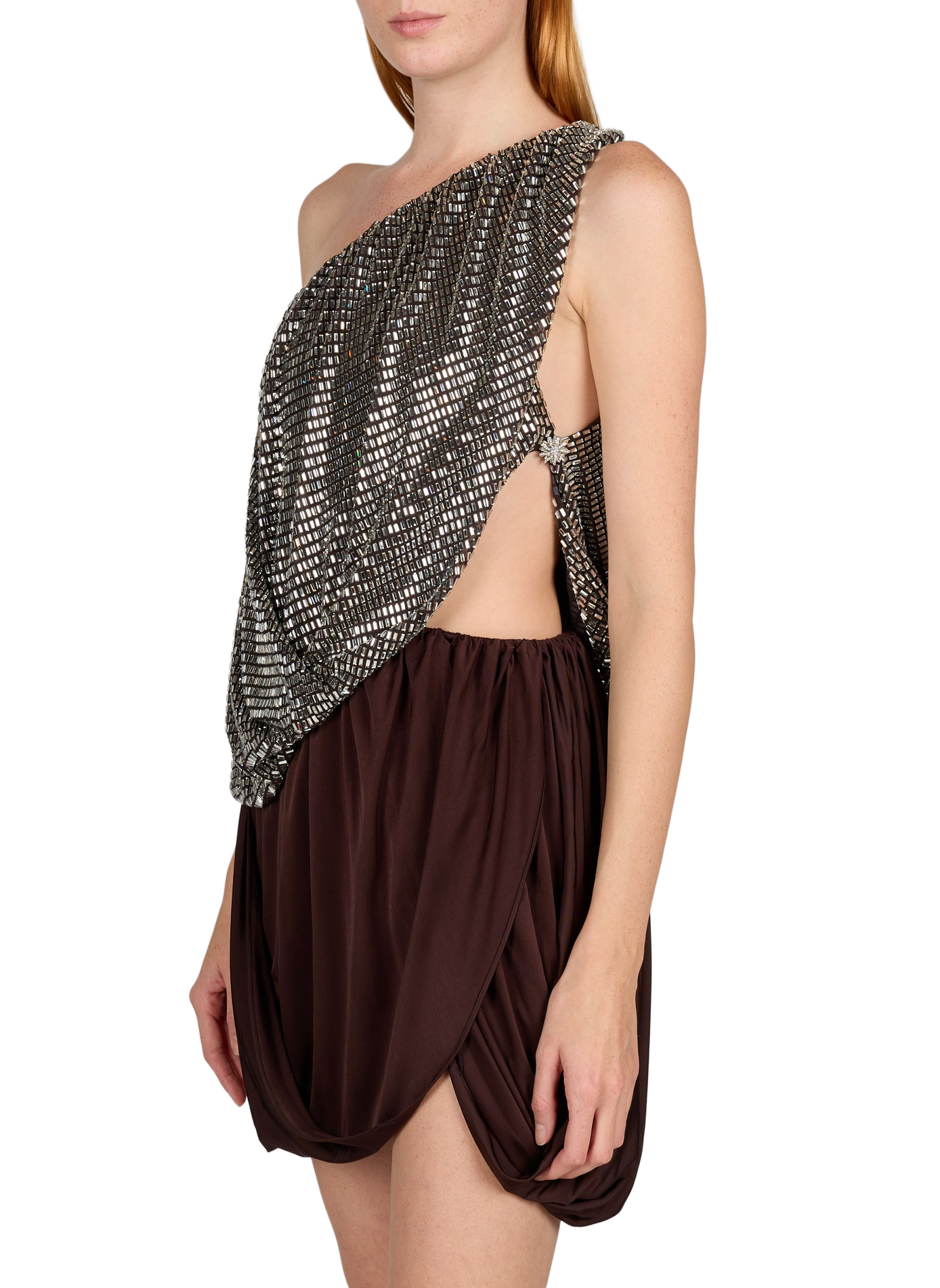 Asymmetrisches Paillettenkleid SELF PORTRAIT Braun