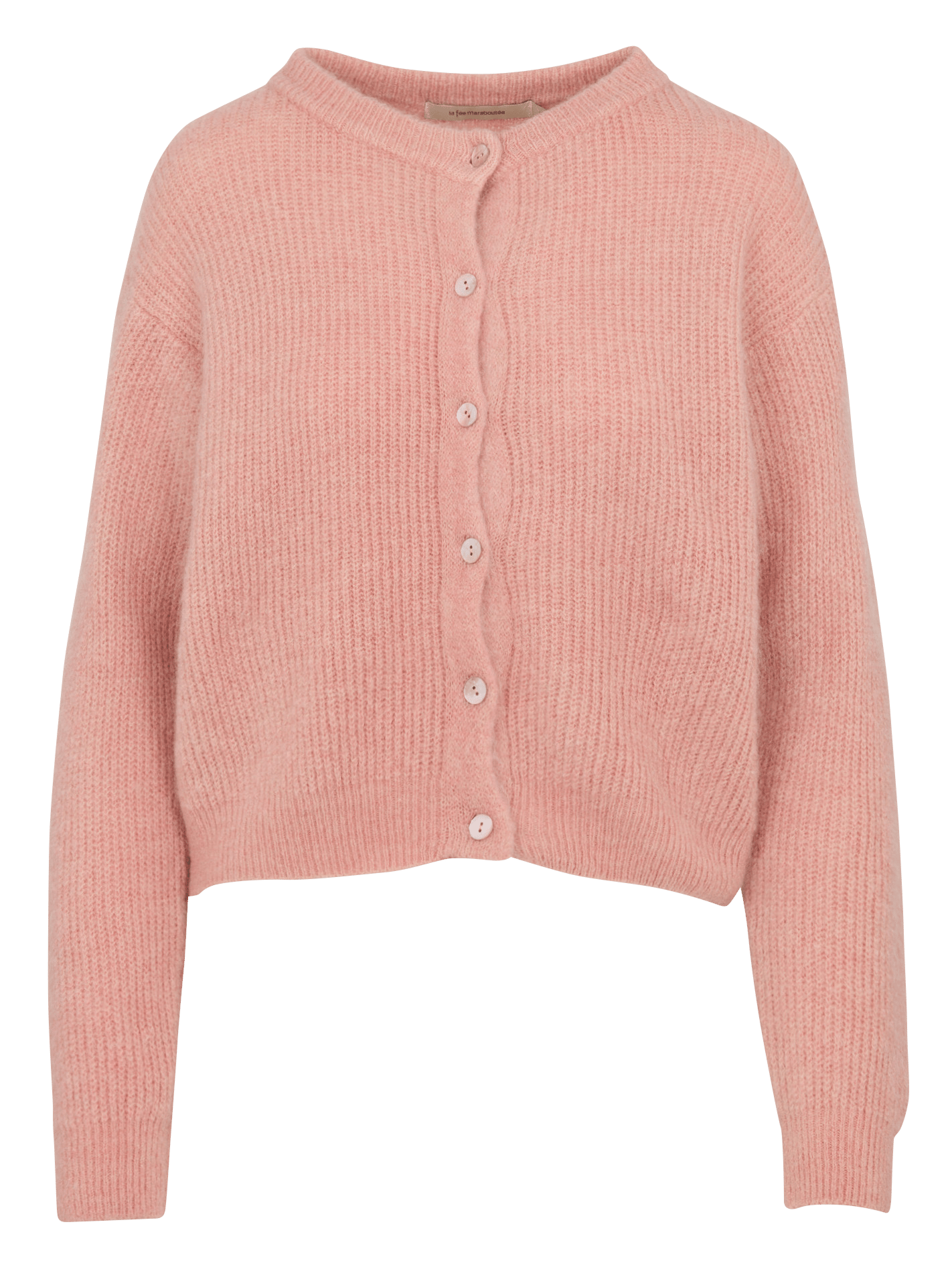 Ruimvallend vest met ronde hals in een gemengde breiwerkstof LA FEE MARABOUTEE Roze