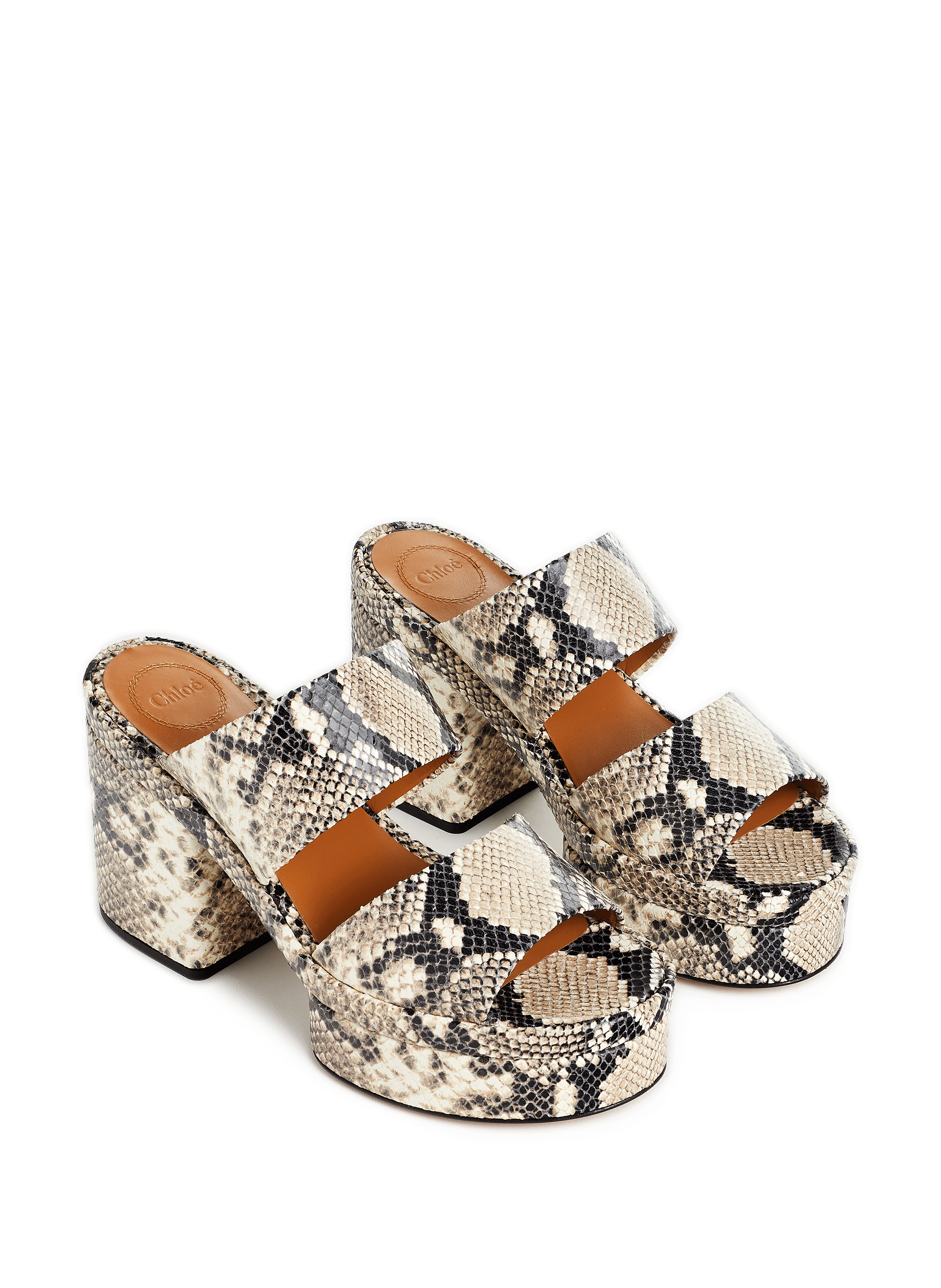 Mules en cuir embossé