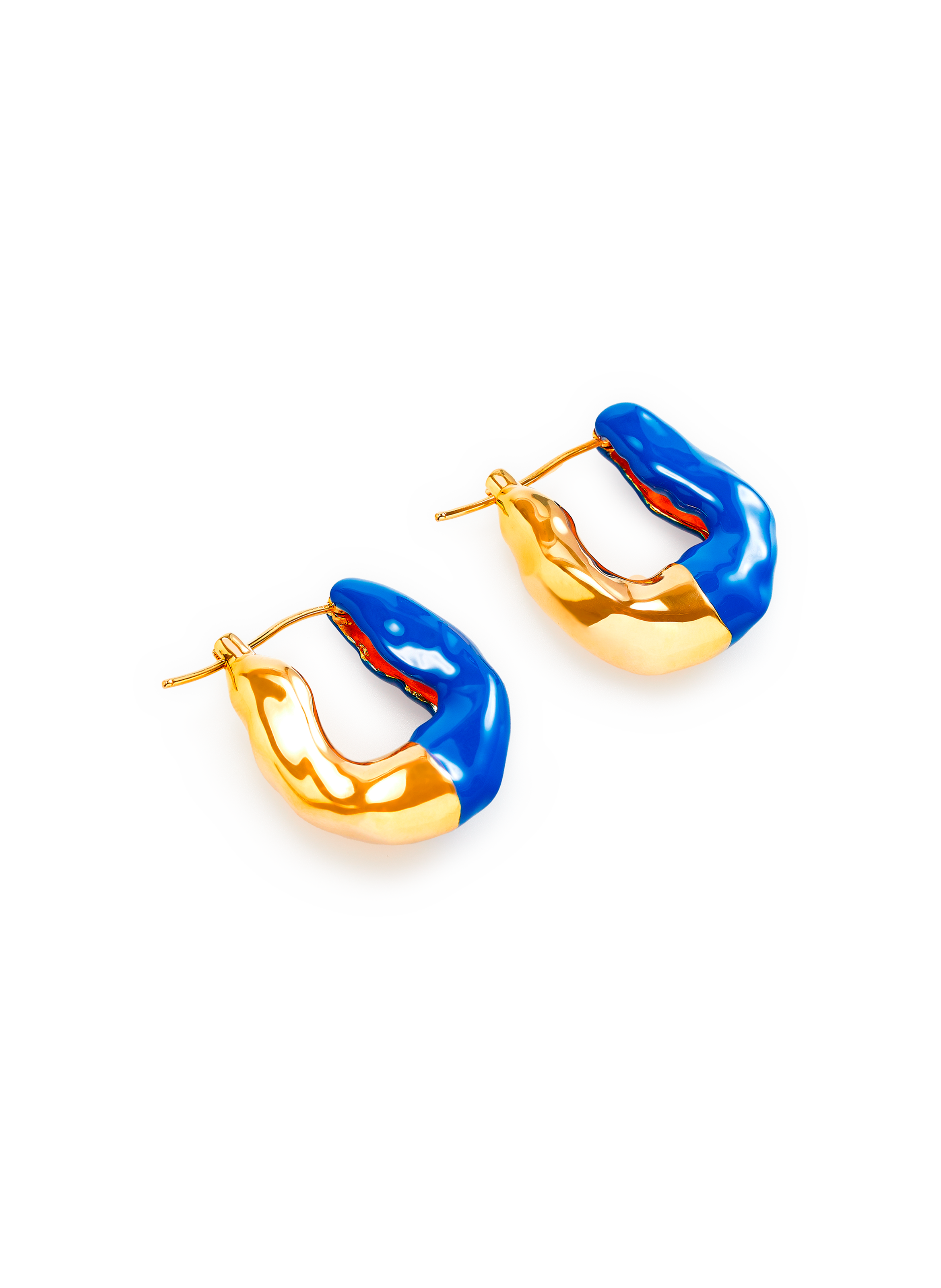 WAVE HOOP EARRINGS WITH HALF ENAMEL