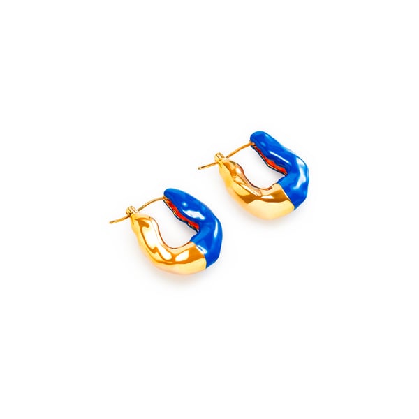 WAVE HOOP EARRINGS WITH HALF ENAMEL