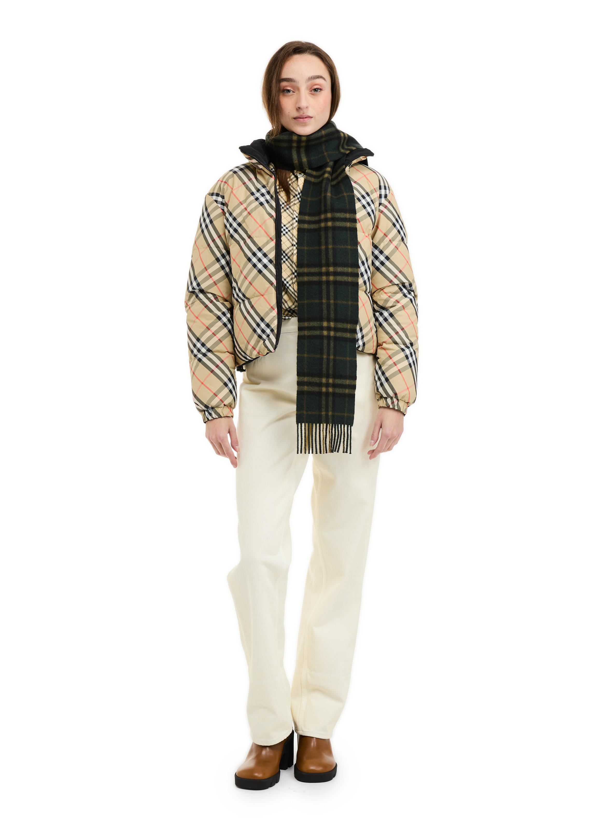 Tartan printed puffer jacket BURBERRY Multicolour