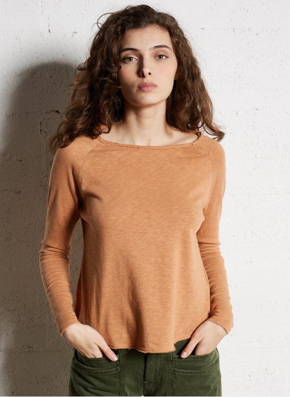 Tee-shirt à col bateau en coton sonoma Marron by AMERICAN VINTAGE AMERICAN VINTAGE Tee-shirt à col bateau en coton sonoma Marron
