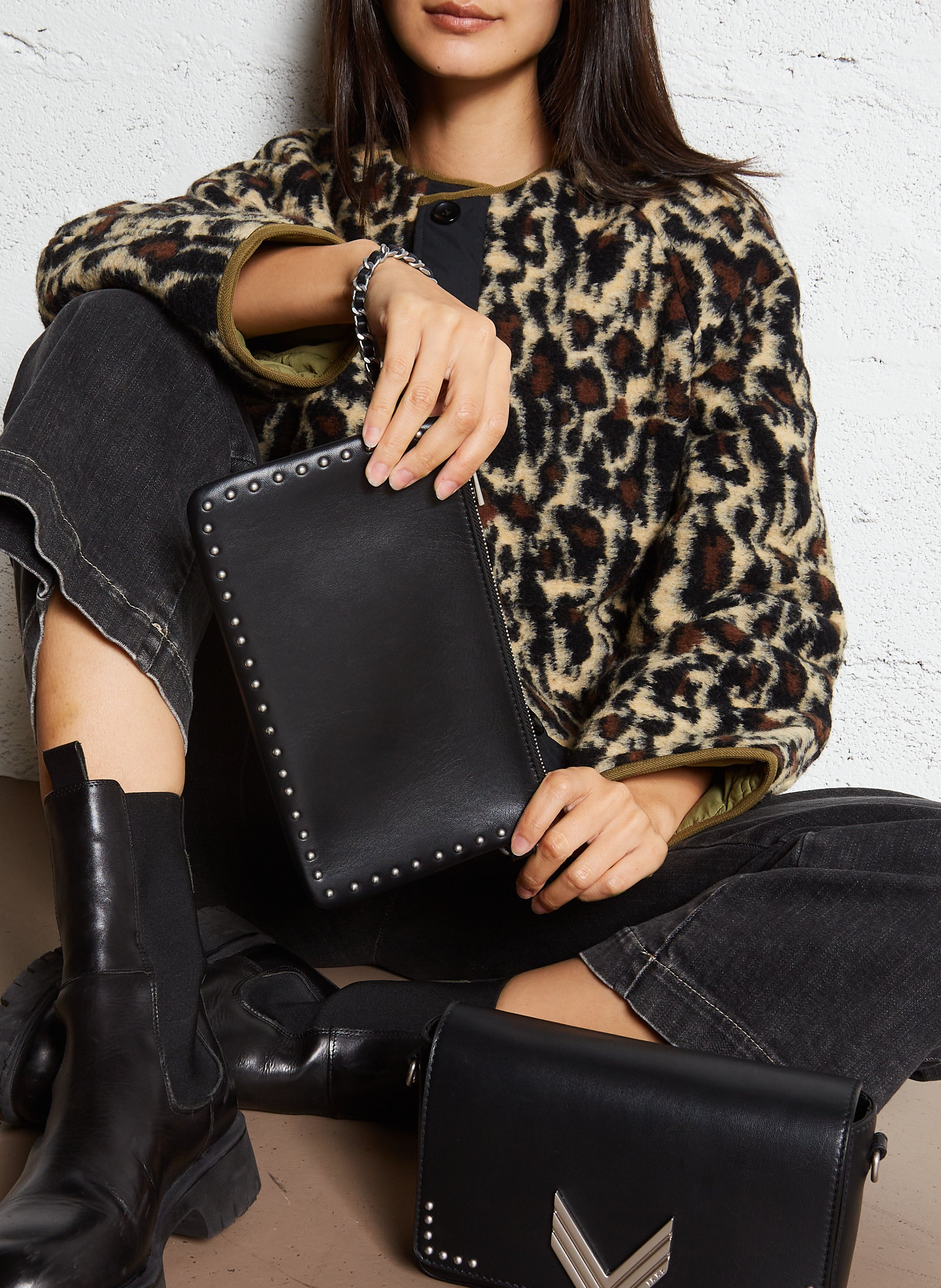 Sac bandoulière en cuir IKKS Noir