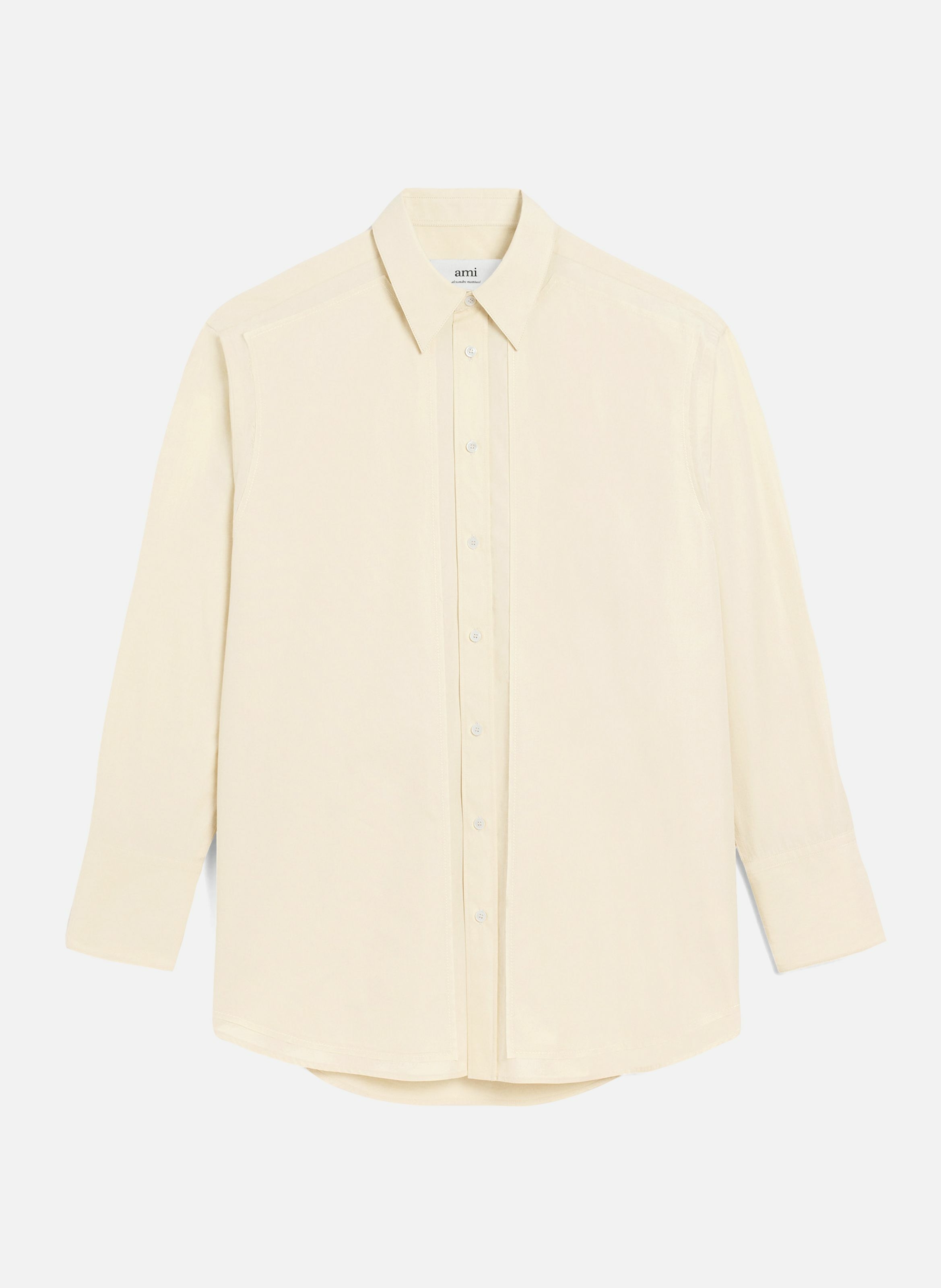 Chemise oversize bords francs en coton unisexe AMI PARIS Blanc