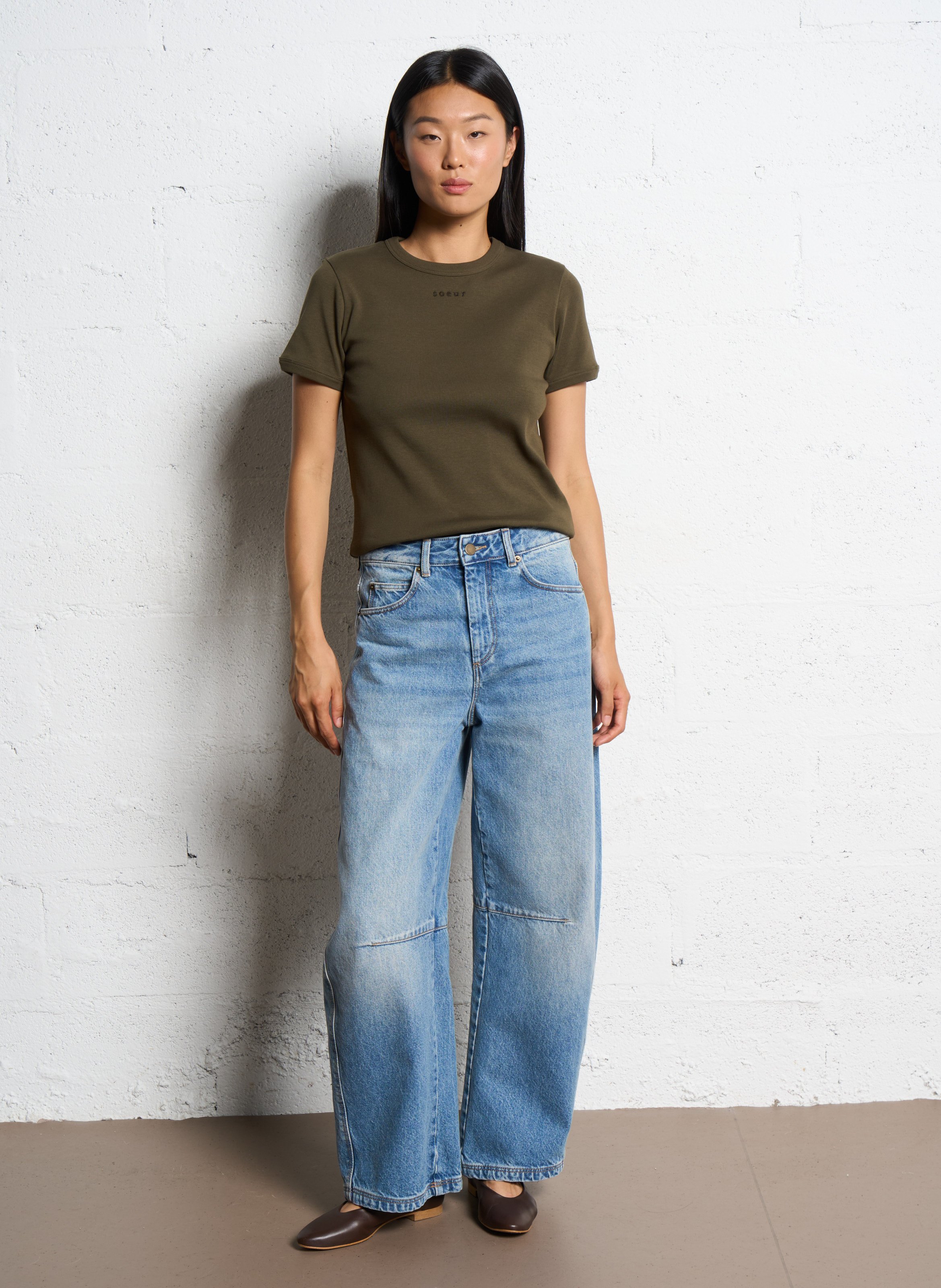 Tee-shirt ajusté en coton aristide SOEUR Kaki