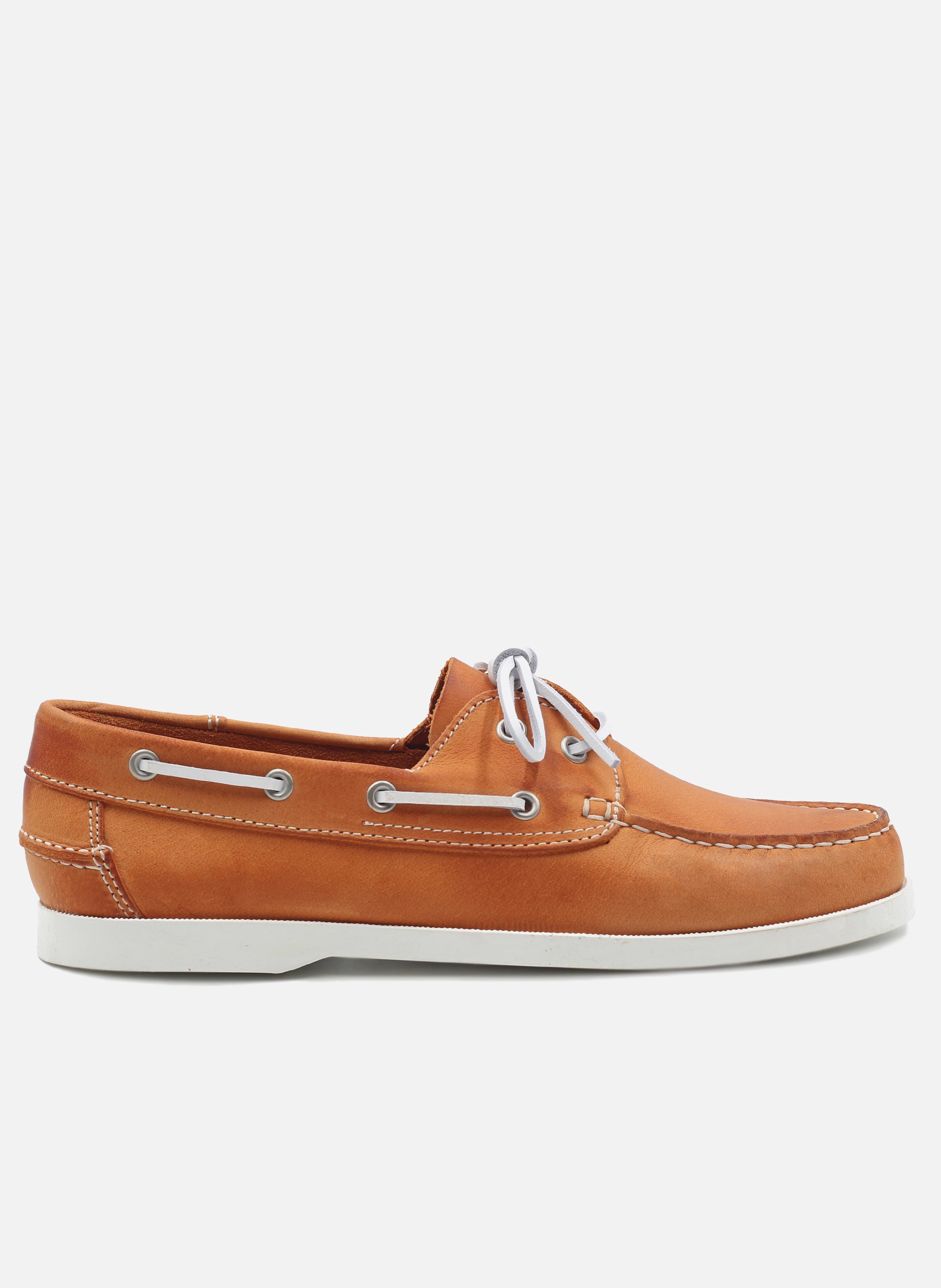 Chaussures bateau cuir mat brossé JULES & JENN Orange