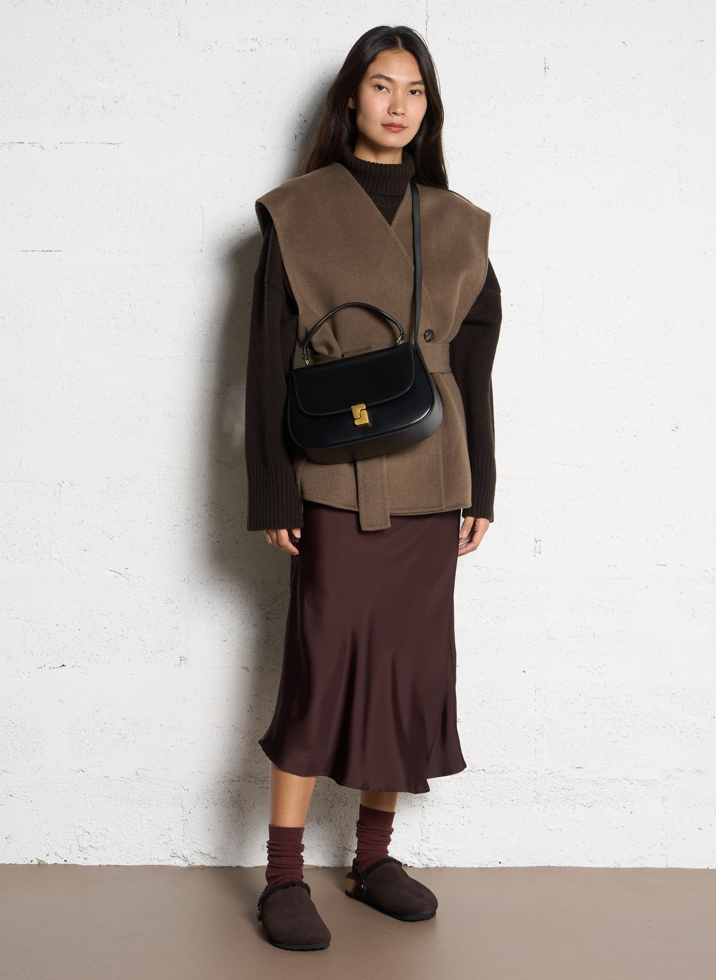 Veste ample col v en laine mélangée evasion SOEUR Beige