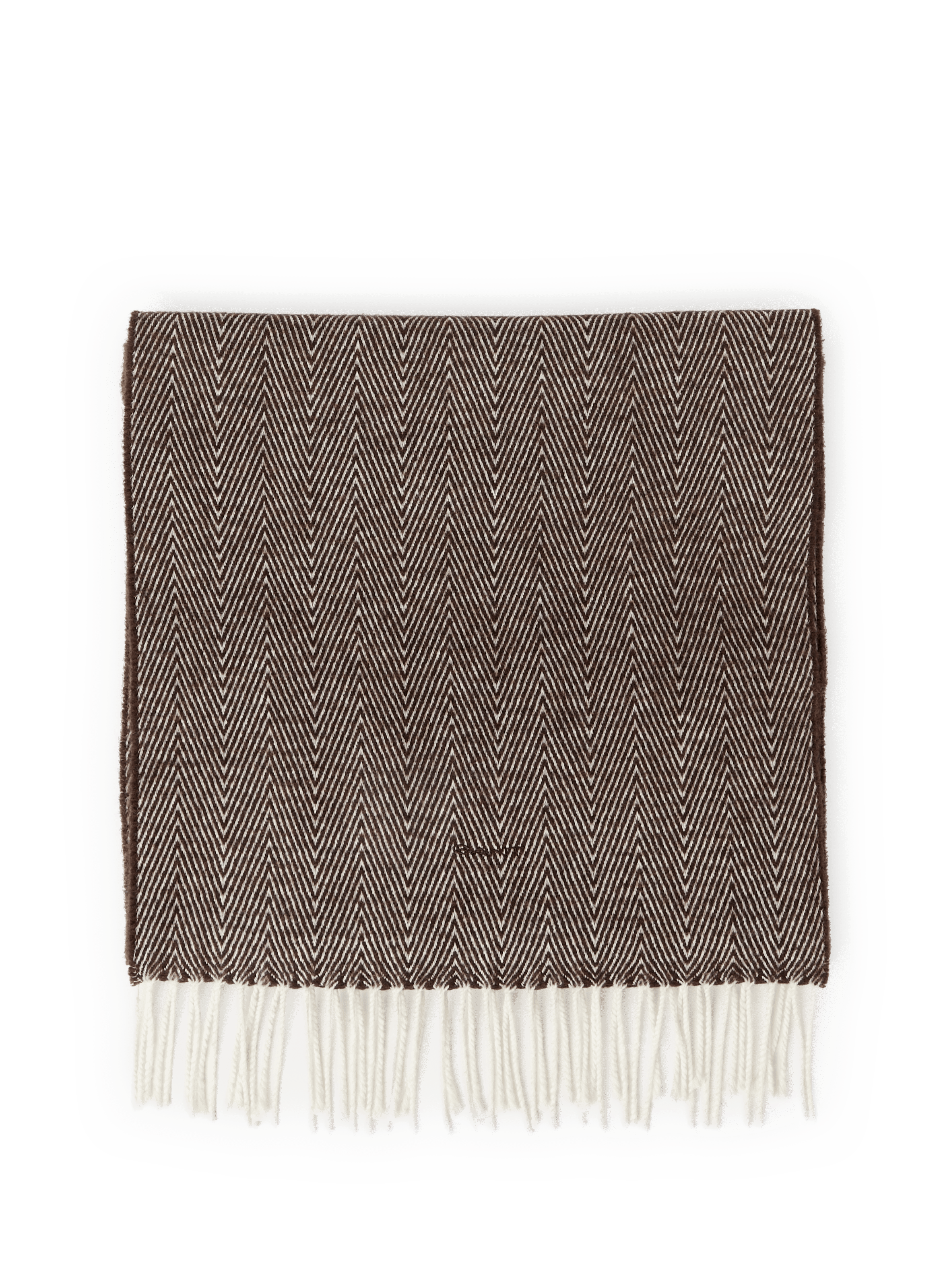 GANT Echarpe à chevrons et franges en laine mérinos Marron