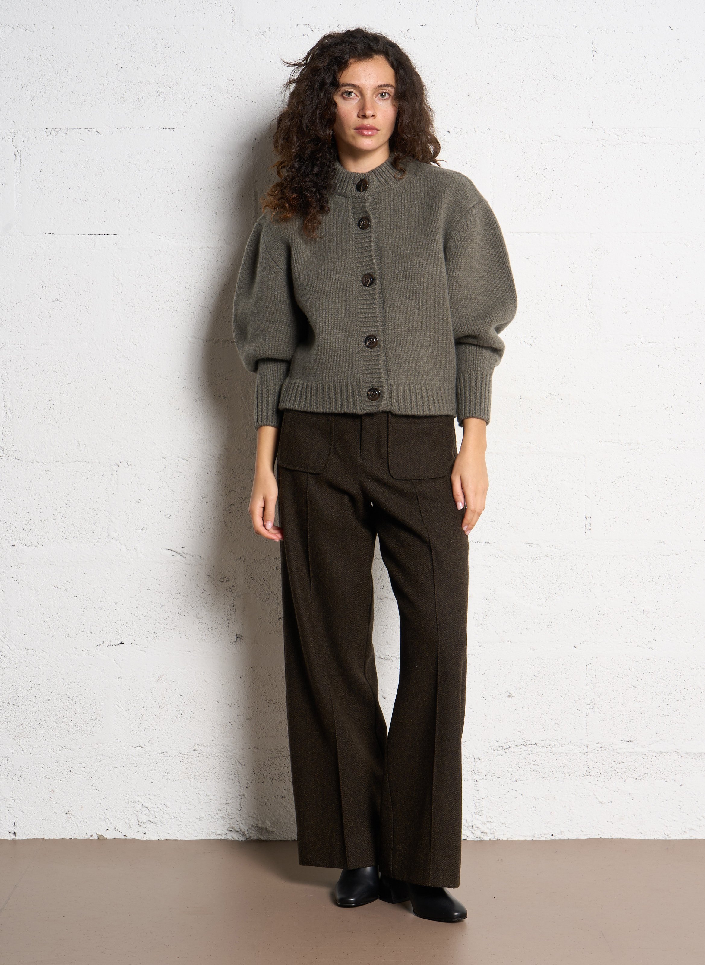 Cardigan col rond en laine leonard SOEUR Gris