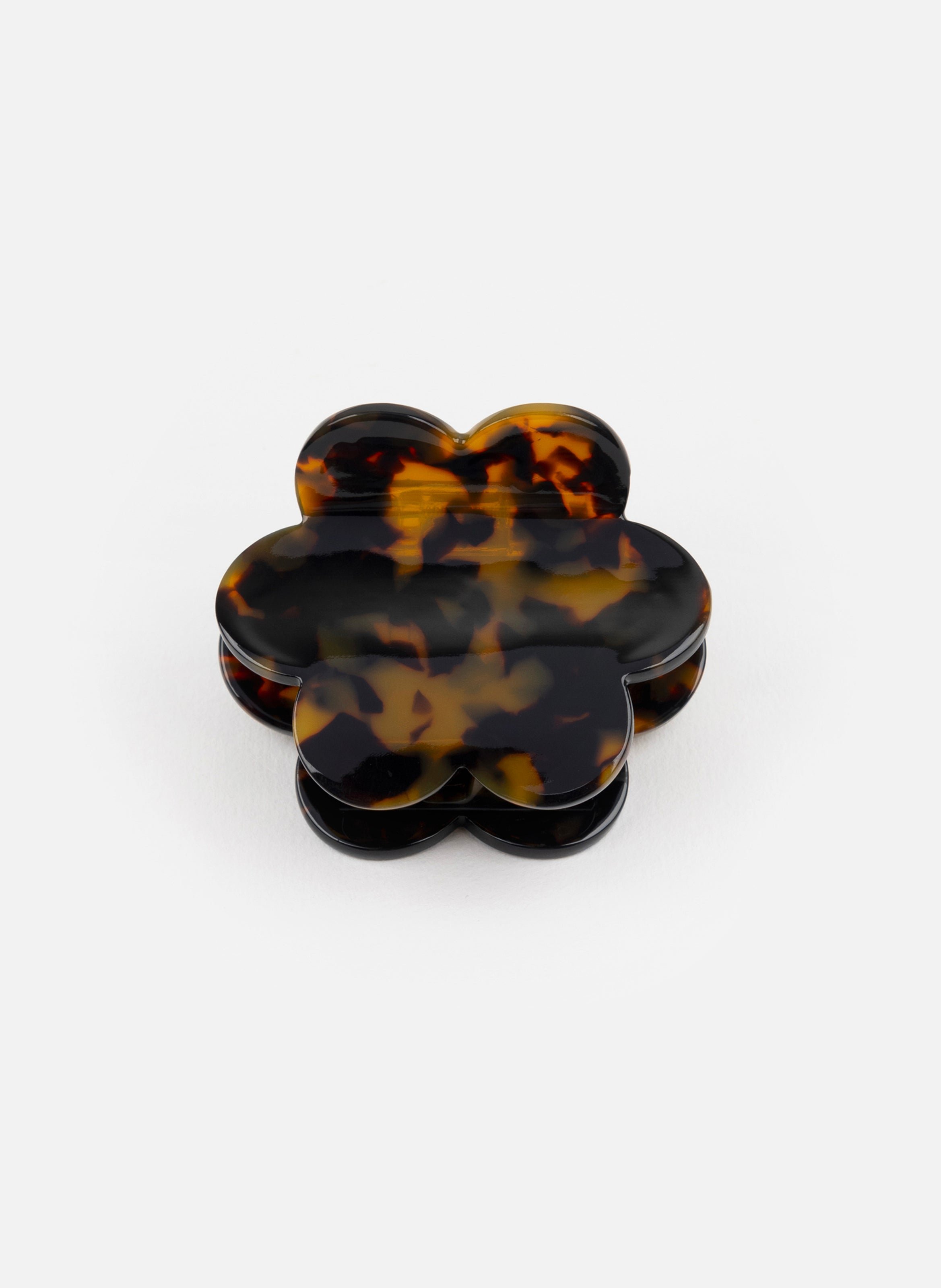 Pince à cheveux fleurette en acétate de cellulose KURAGE GINZA Marron