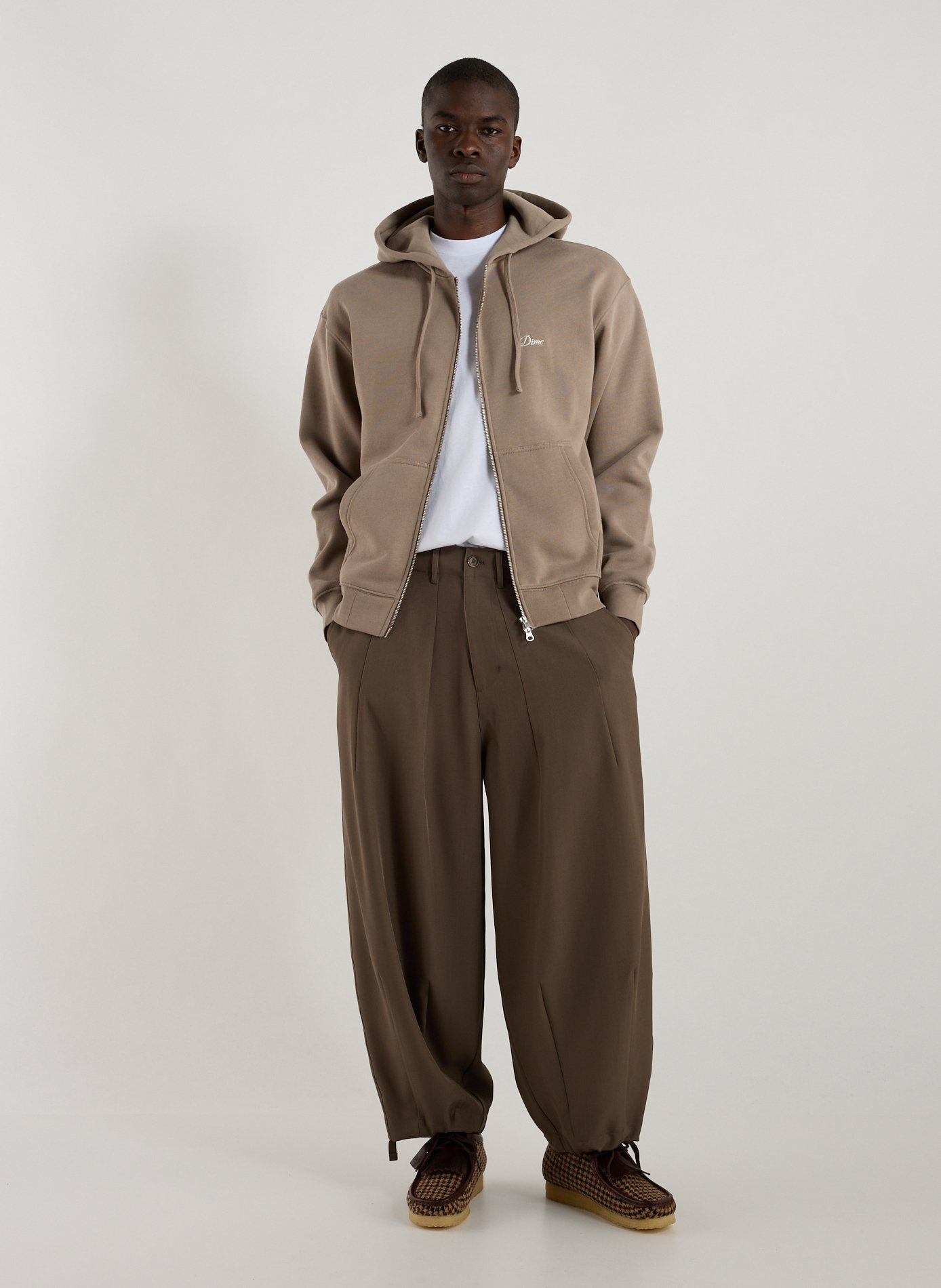 Hoodie à glissière en coton mélangé DIME Marron