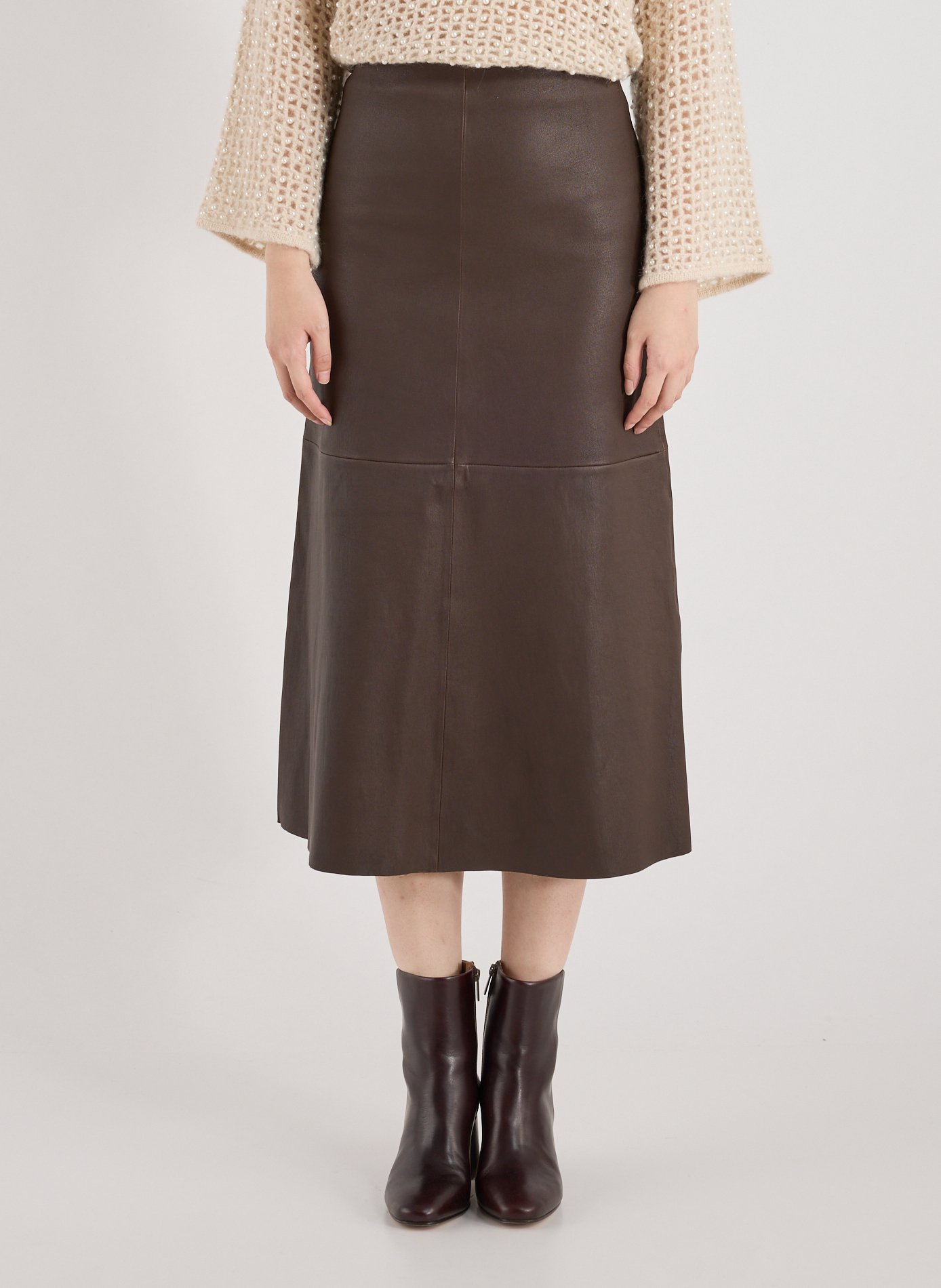 BY MALENE BIRGER A-line leather skirt by Simoas Brown