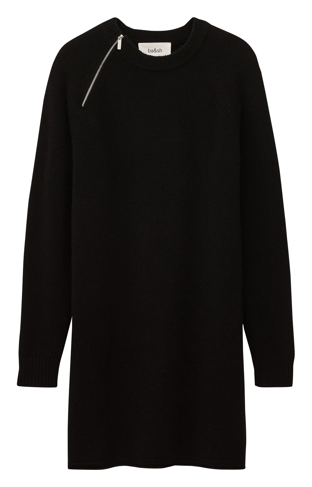 Robe courte col rond en laine cheima BA&SH Noir