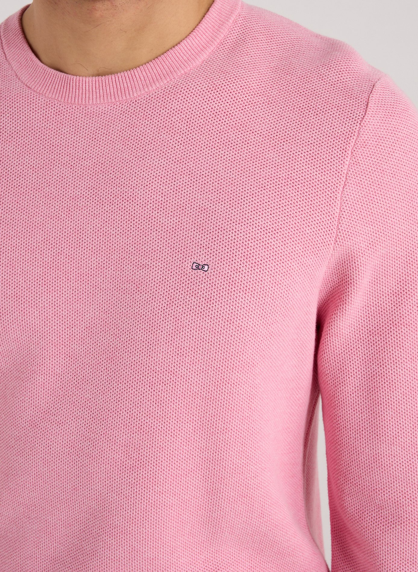 Round neck sweater with cotton embroidery EDEN PARK Pink