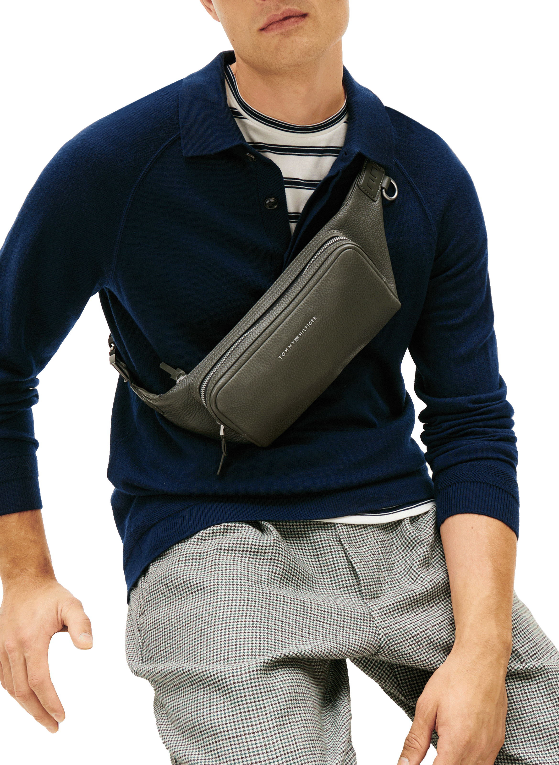 Leather belt bag TOMMY HILFIGER Khaki