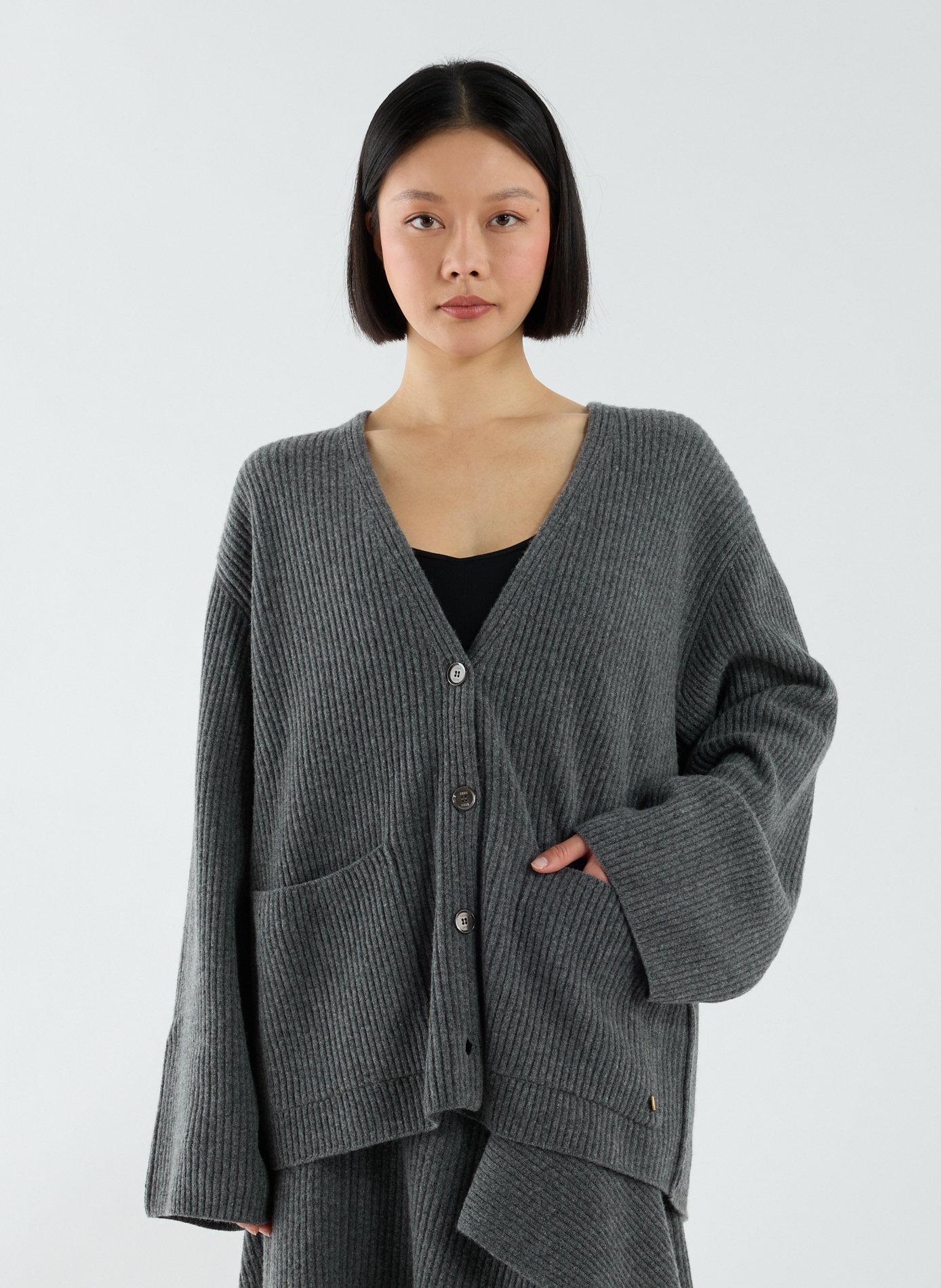 Ribbed cardigan EENK Grey