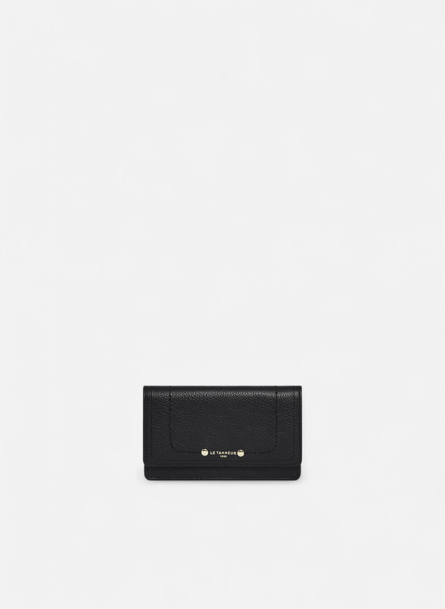 Porte cartes à rabat ella en cuir grainé LE TANNEUR Noir