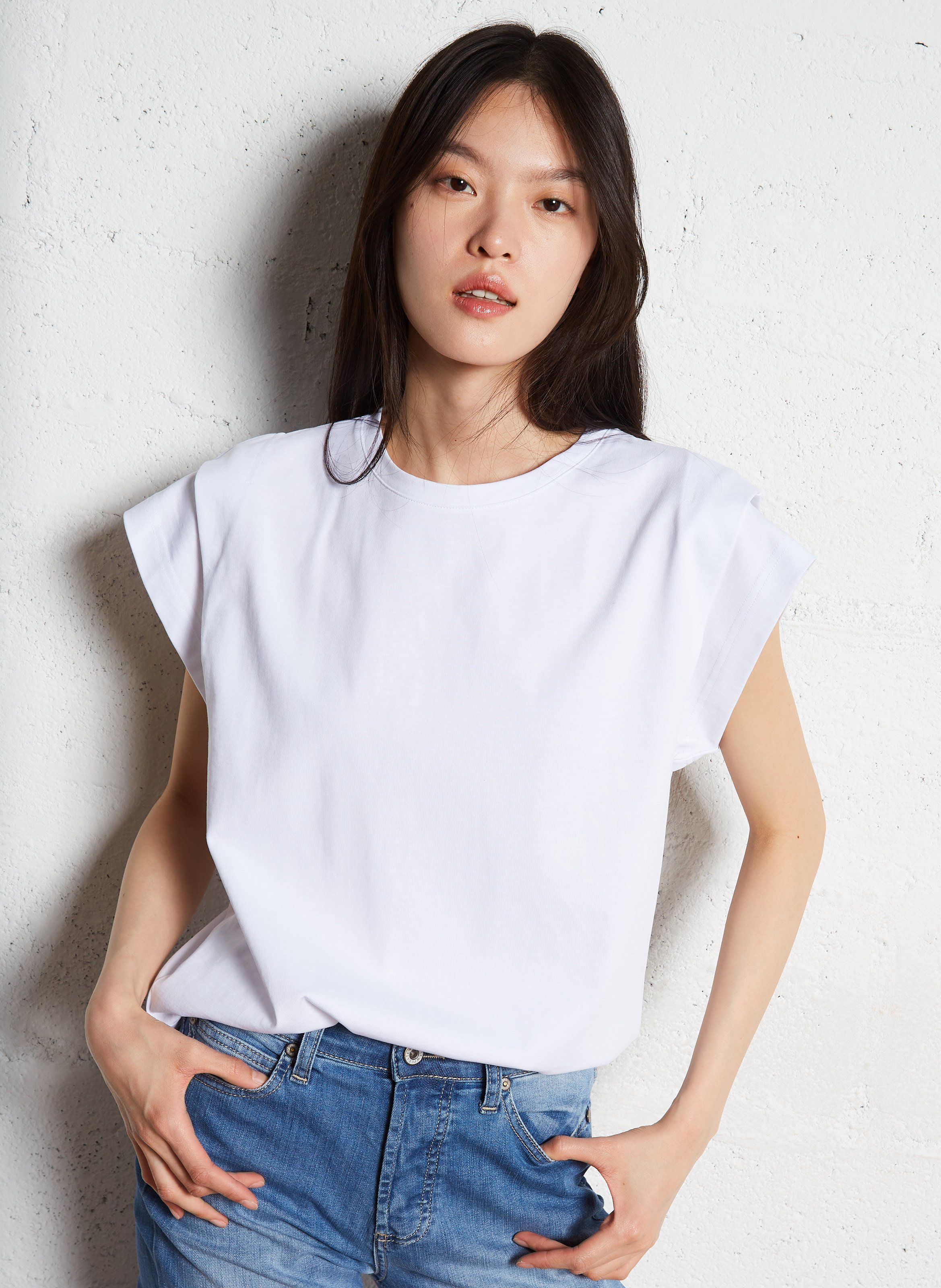 Tee-shirt droit en coton pio BA&SH Blanc