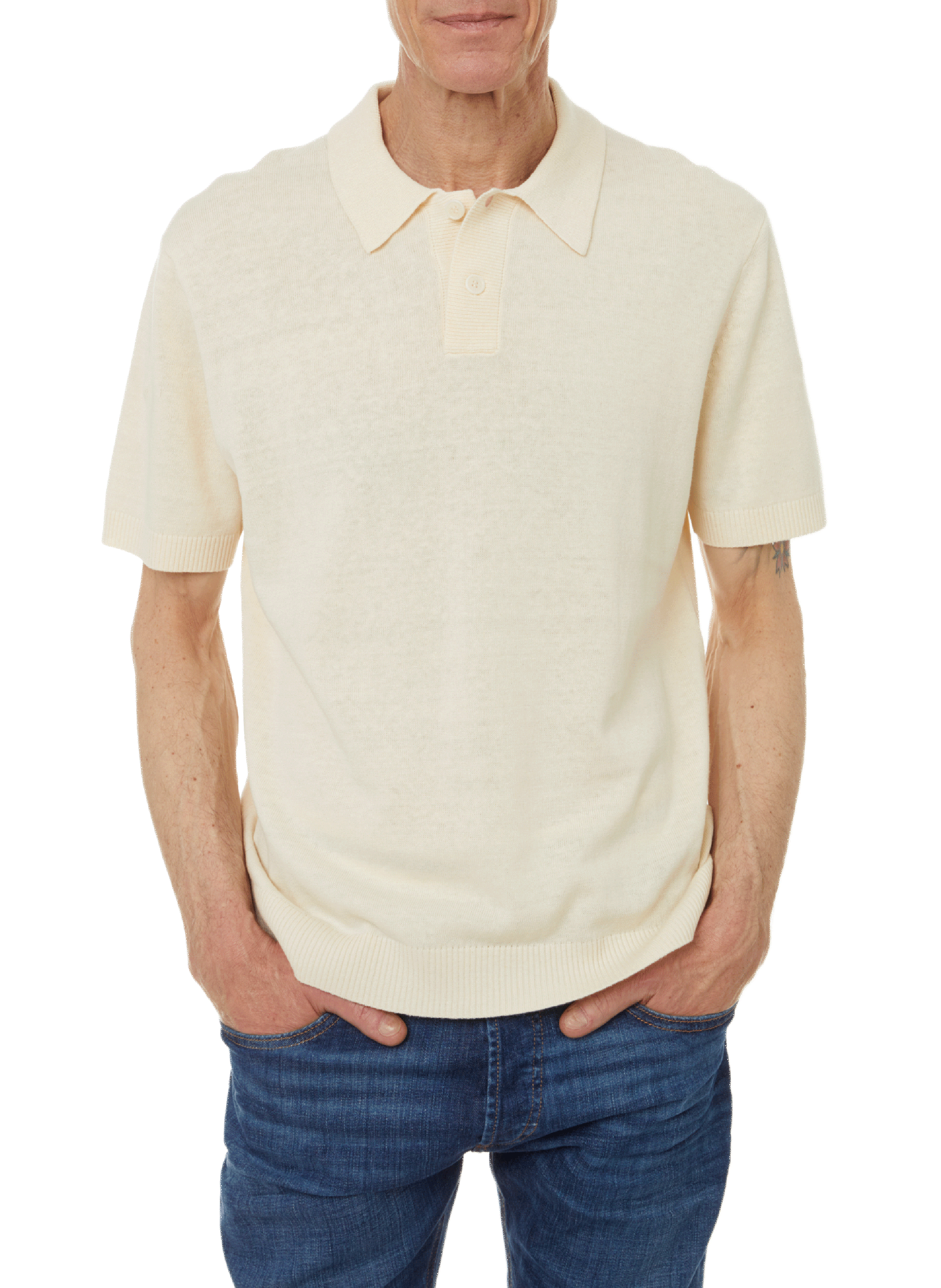 SAISON 1865 Linen and cotton polo shirt Beige