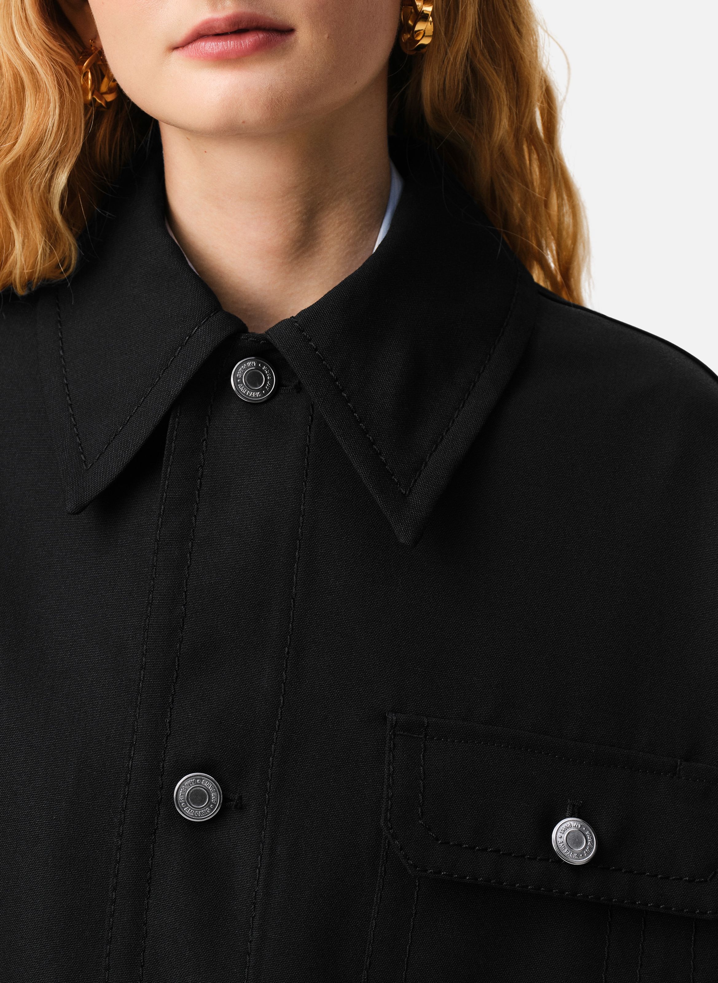 Veste worker unisexe en laine vierge AMI PARIS Noir