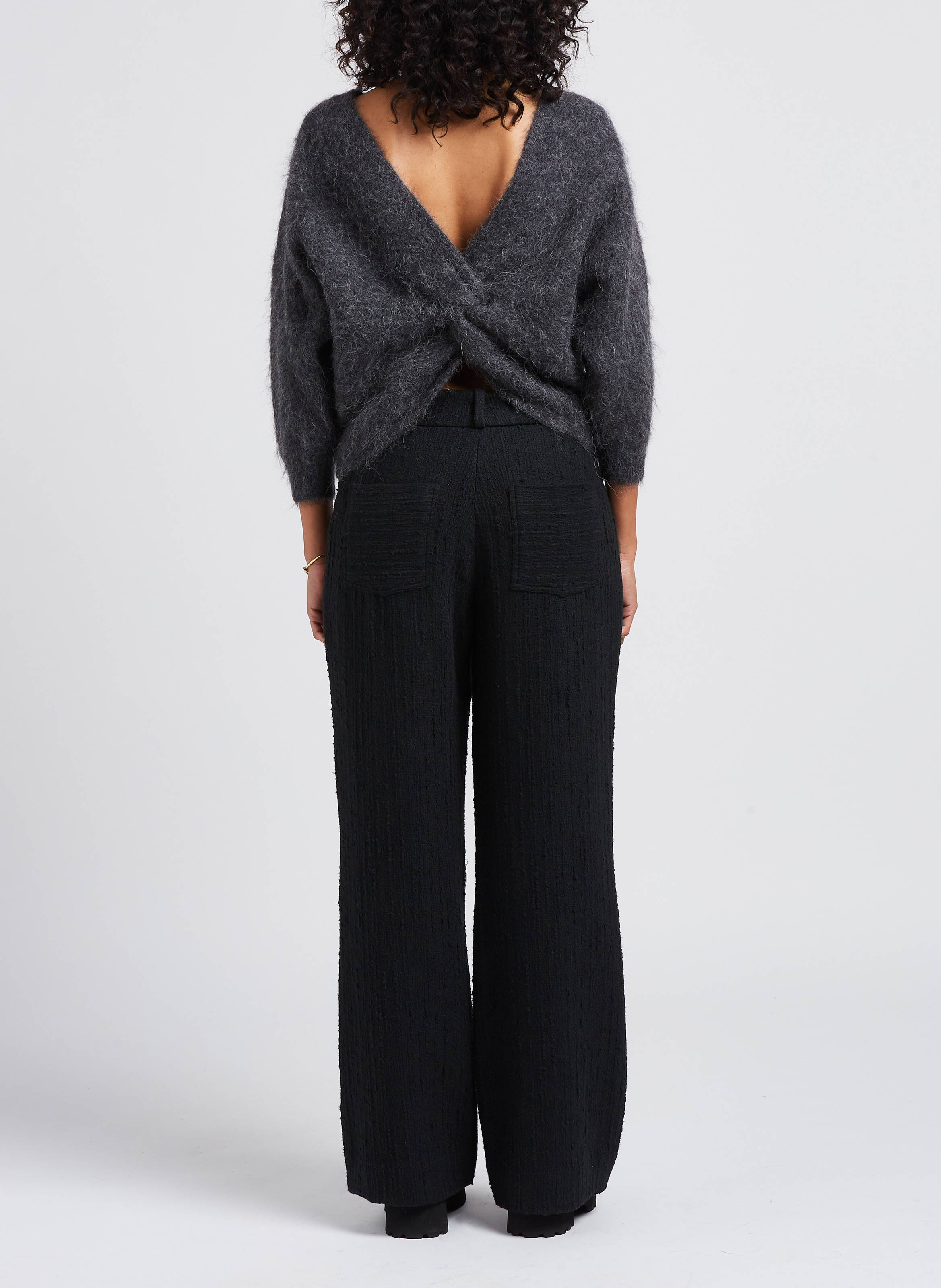 Pull col v en laine mélangé fill BA&SH Noir