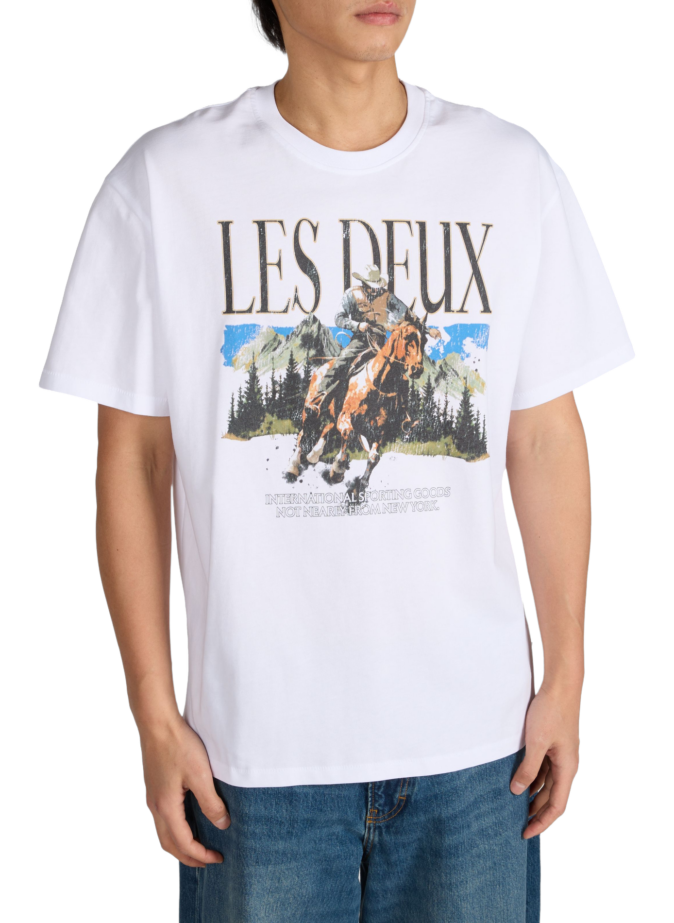 T-shirt imprimé à col rond en coton LES DEUX Blanc