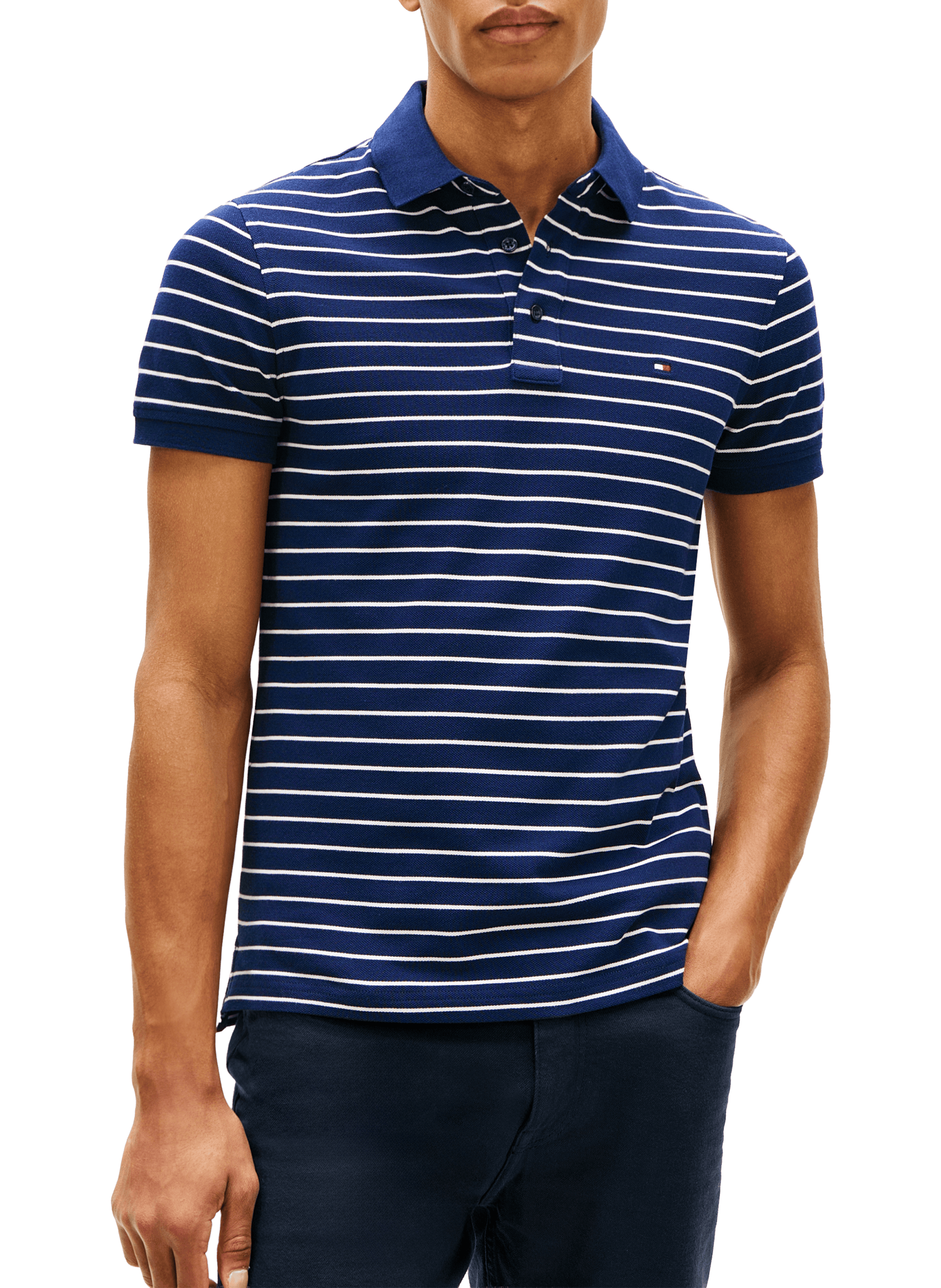 Polo en coton organique  Carbon navy    ivory petal