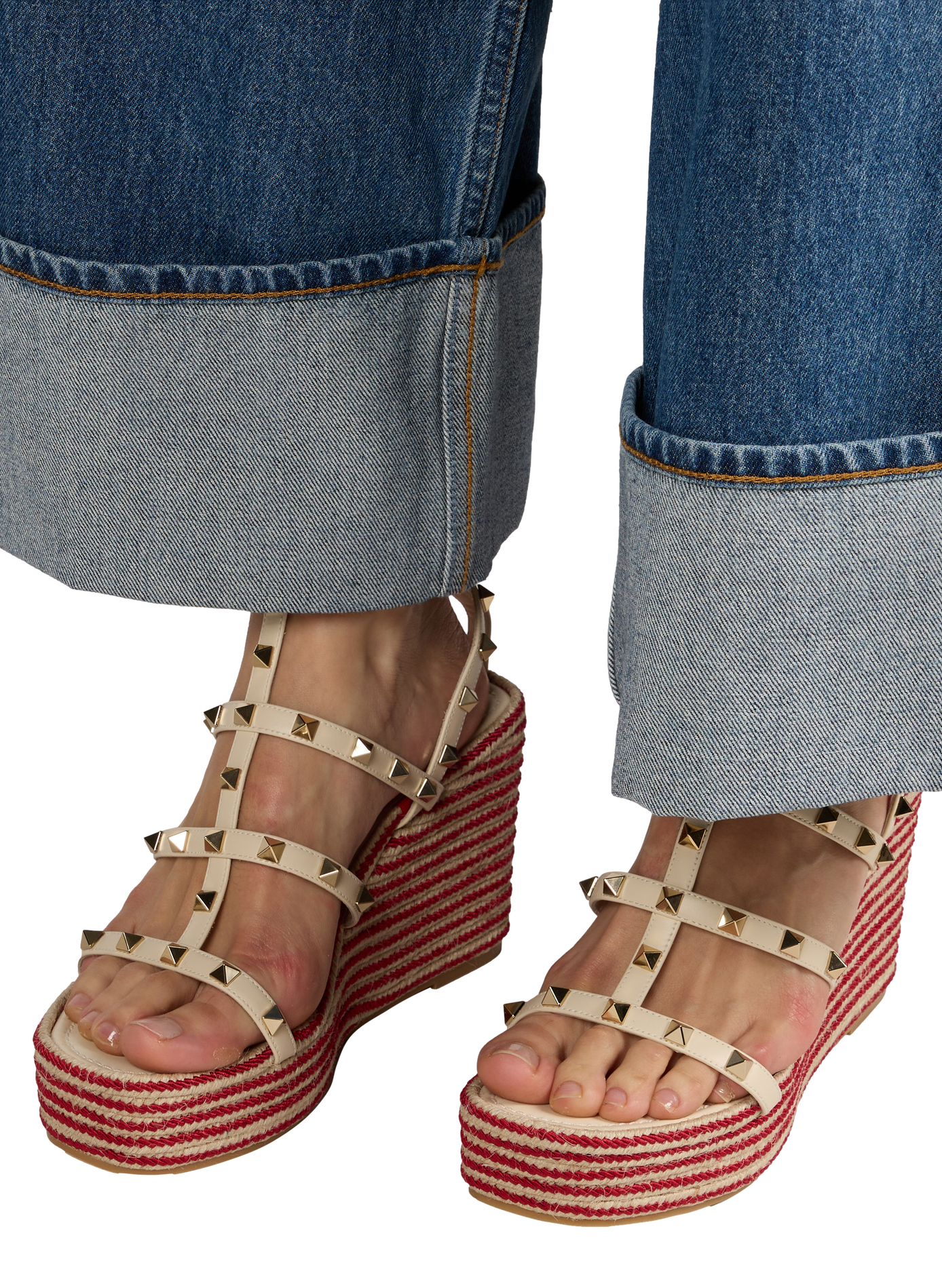 Calf leather wedge sandals VALENTINO Red