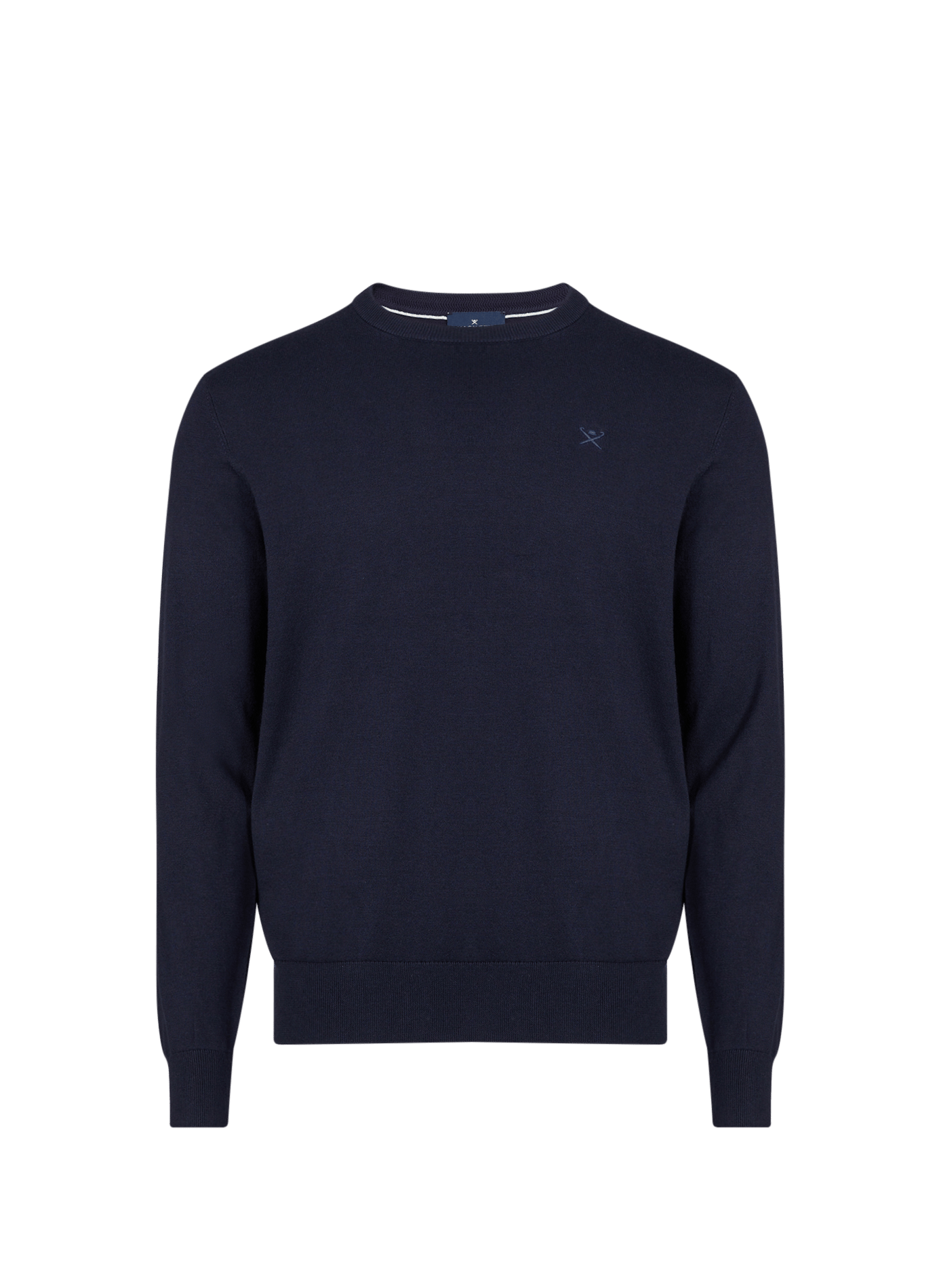 Pull col rond en coton et soie HACKETT Bleu