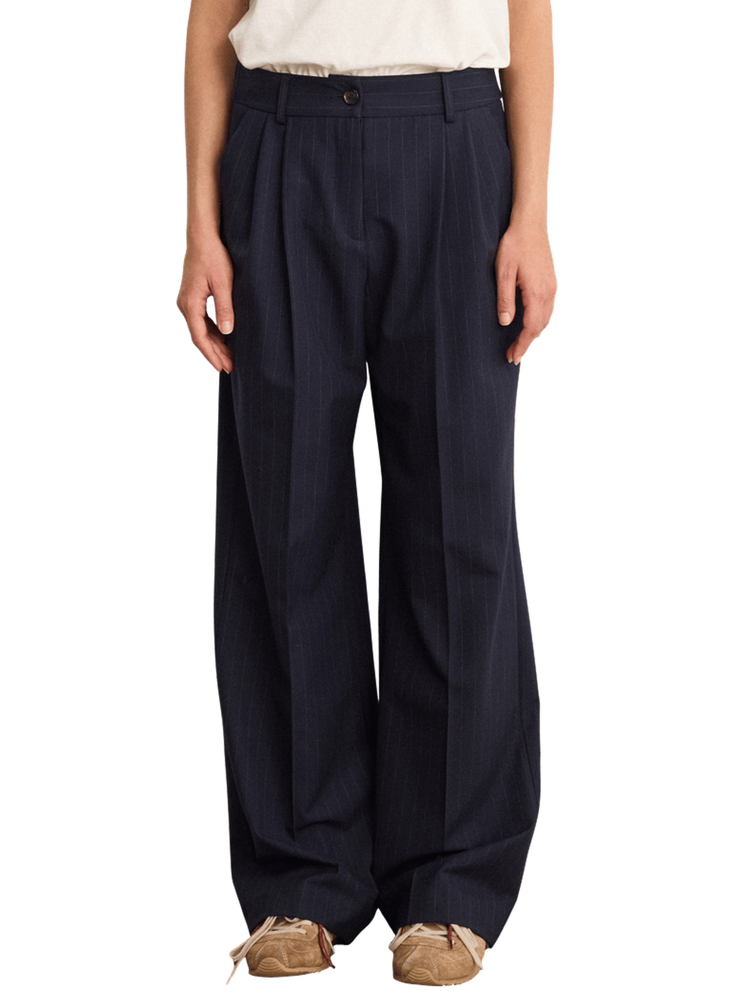 Pantalon de tailleur rayé à pinces - bahia PABLO Bleu