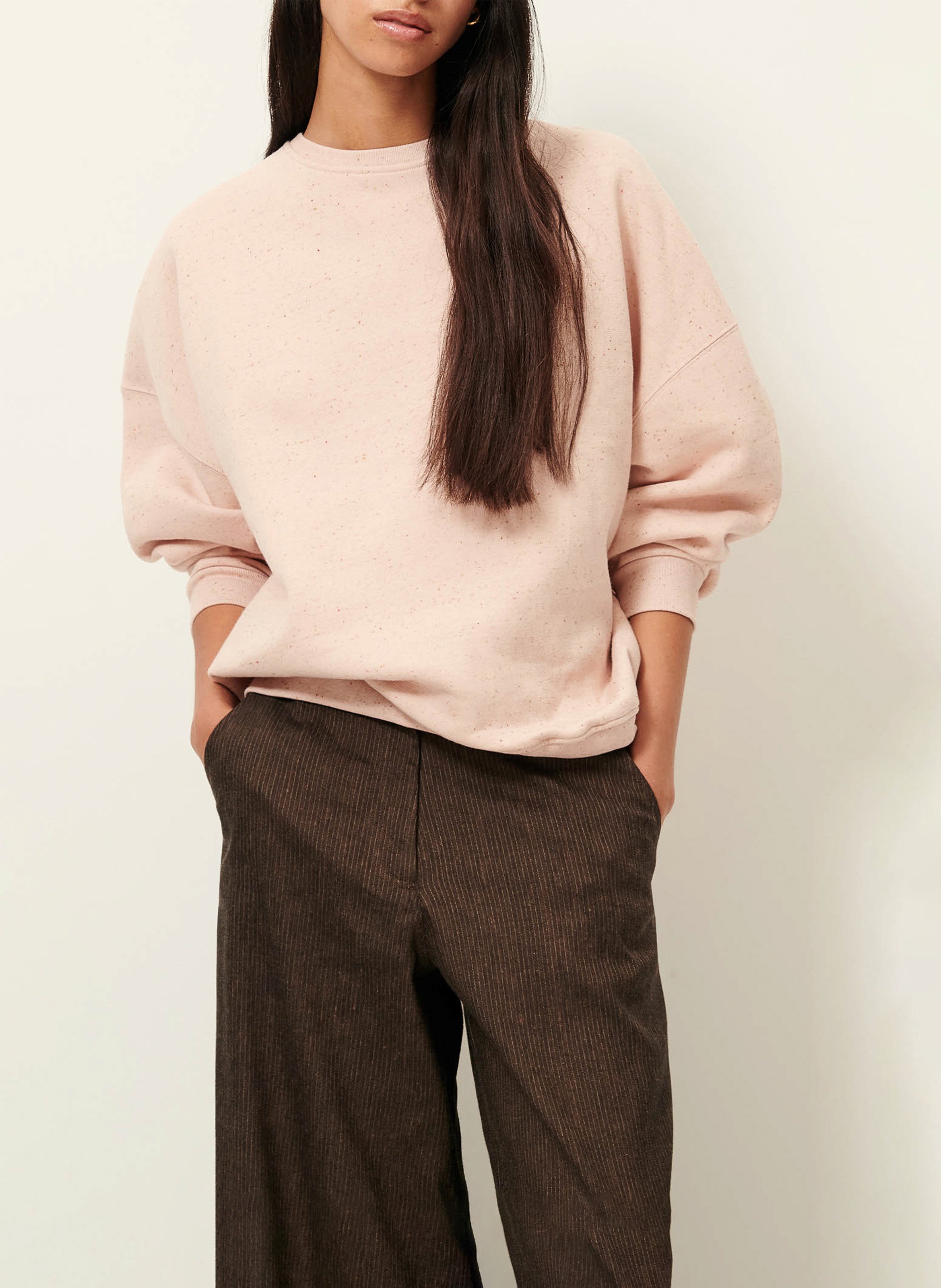 Sweat ample col rond moucheté en coton bio mélangé chebbi  Ballerina