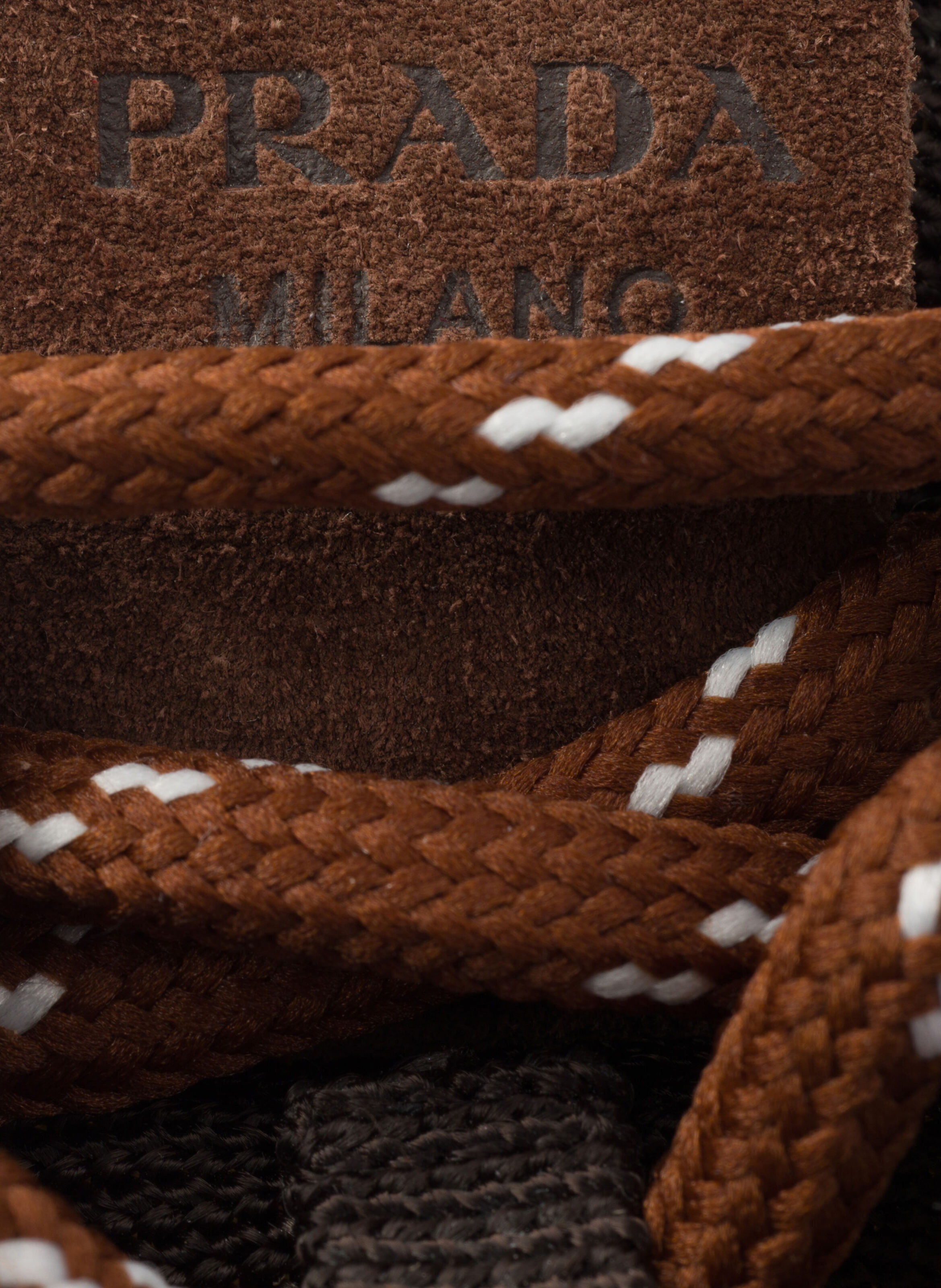 Baskets en mesh et en suède PRADA Marron