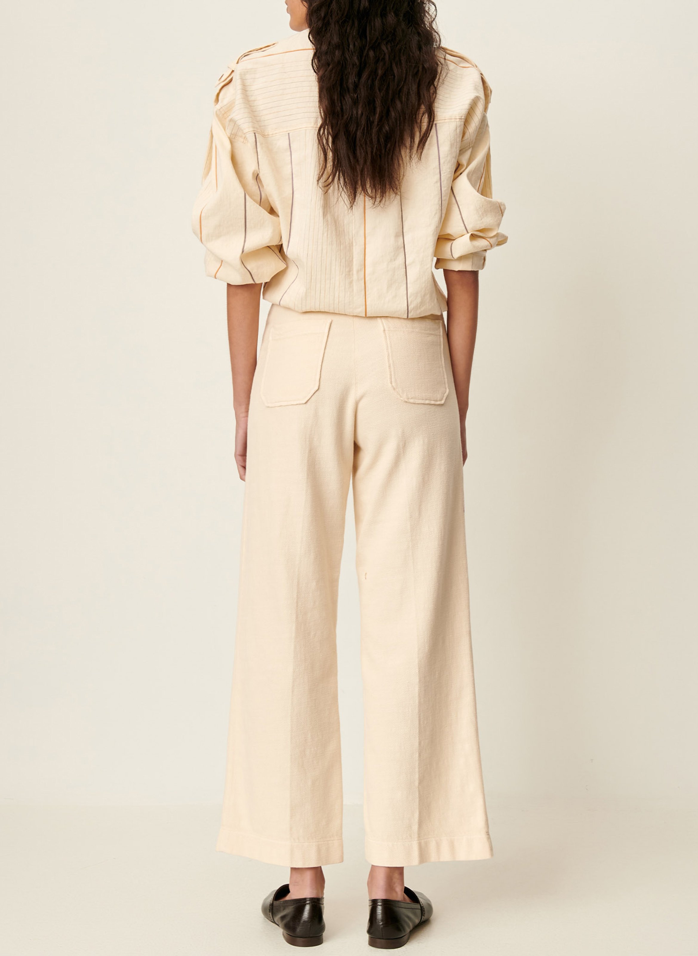 Pantalon droit plissé et texturé en coton hendrick SESSUN Beige