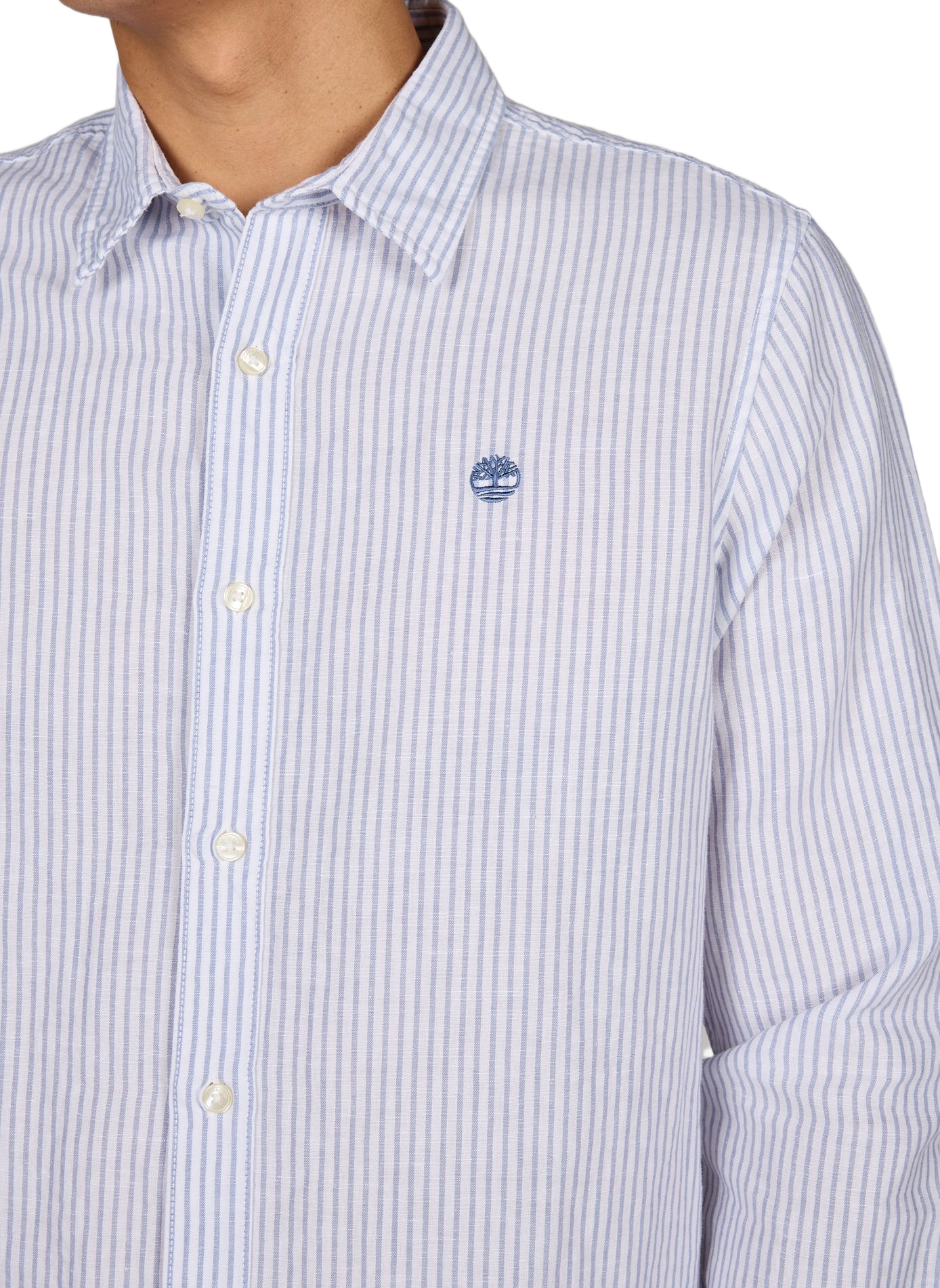 Chemise rayée droite en coton et lin TIMBERLAND Bleu
