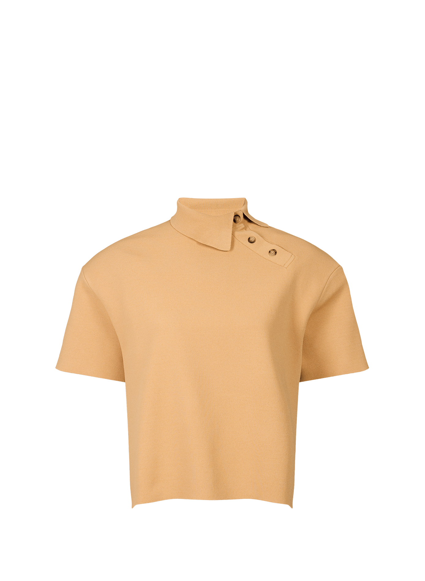 Top a maniche corte con collo drappeggiato in viscosa A.W.A.K.E. MODE Beige