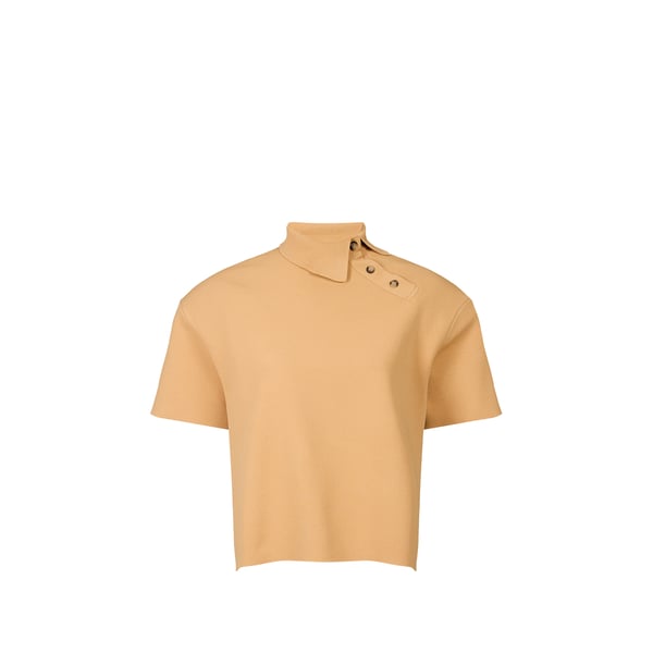Top manches courtes à col drapé en viscose Top manches courtes à col drapé en viscose