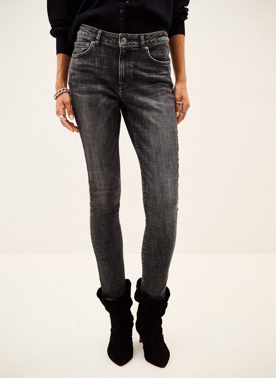 Slim fit jeans van gemengd katoen niko BA&SH Grijs