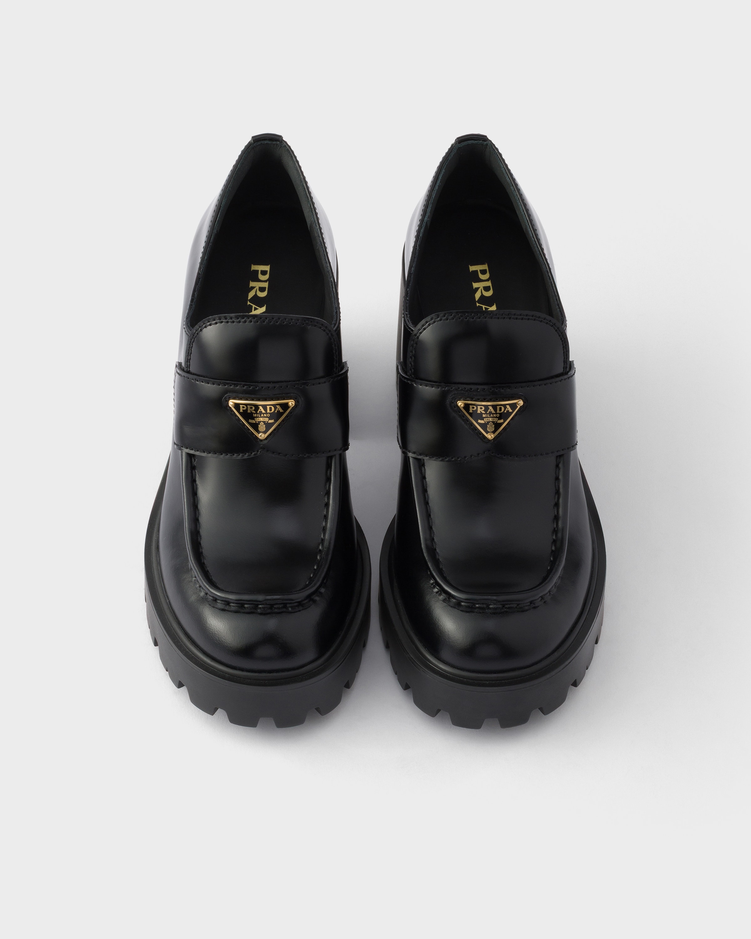 Mocassins en cuir brossé PRADA Noir