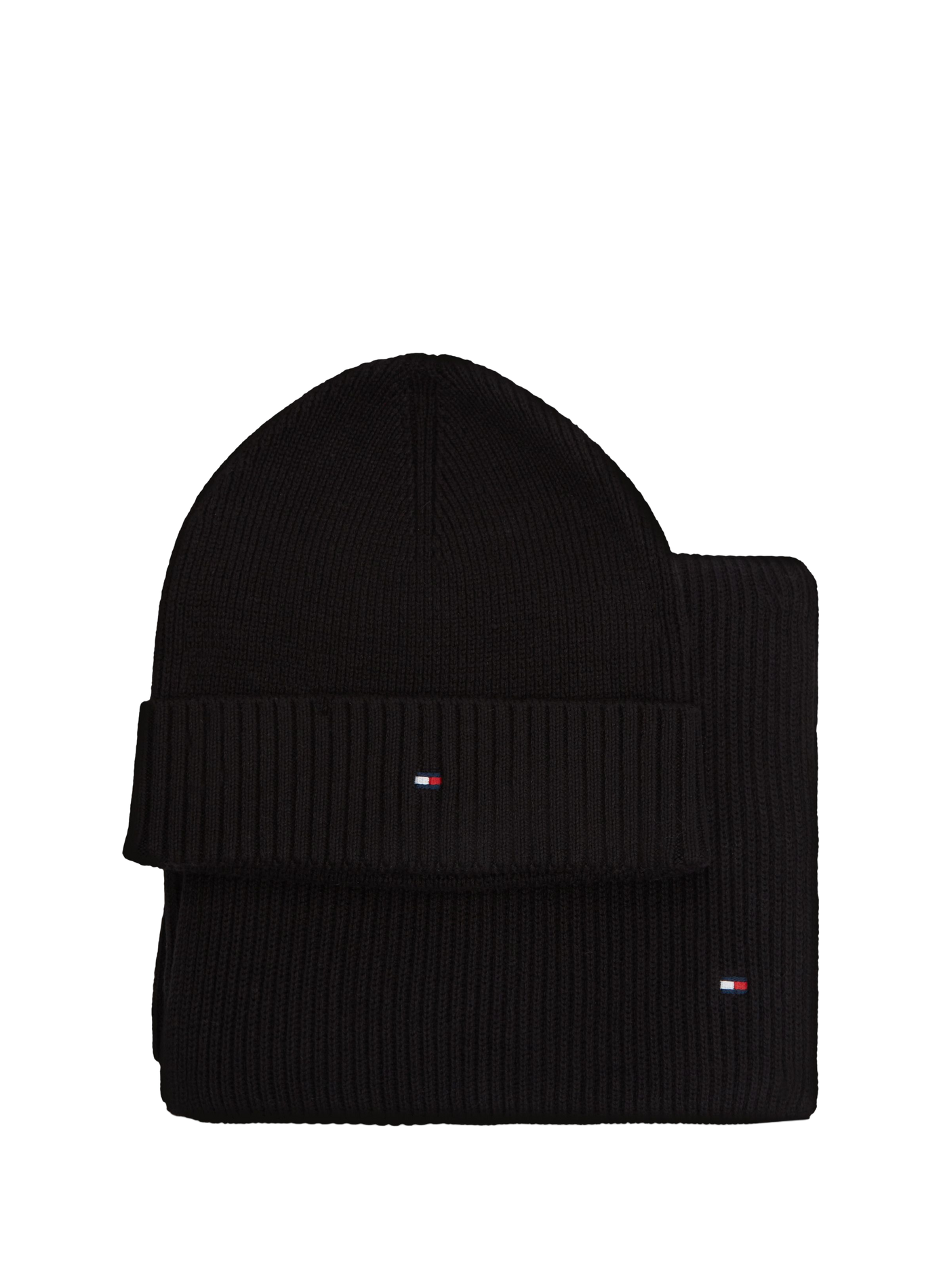 Bonnet et écharpe unis TOMMY HILFIGER Noir